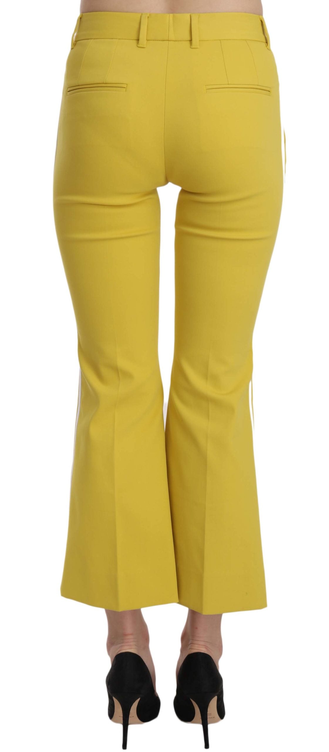Dolce & Gabbana Gelbe ausgestellte Bootcut-Caprihose aus Baumwolle-4