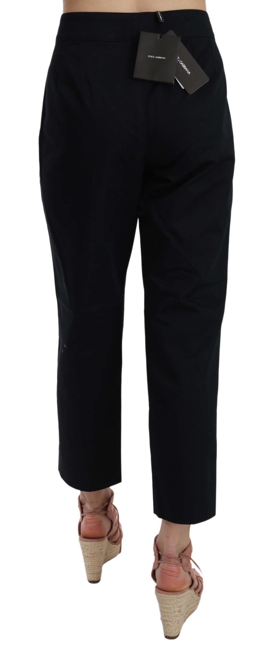 Dolce & Gabbana black cropped trousers with embellished buttons-3