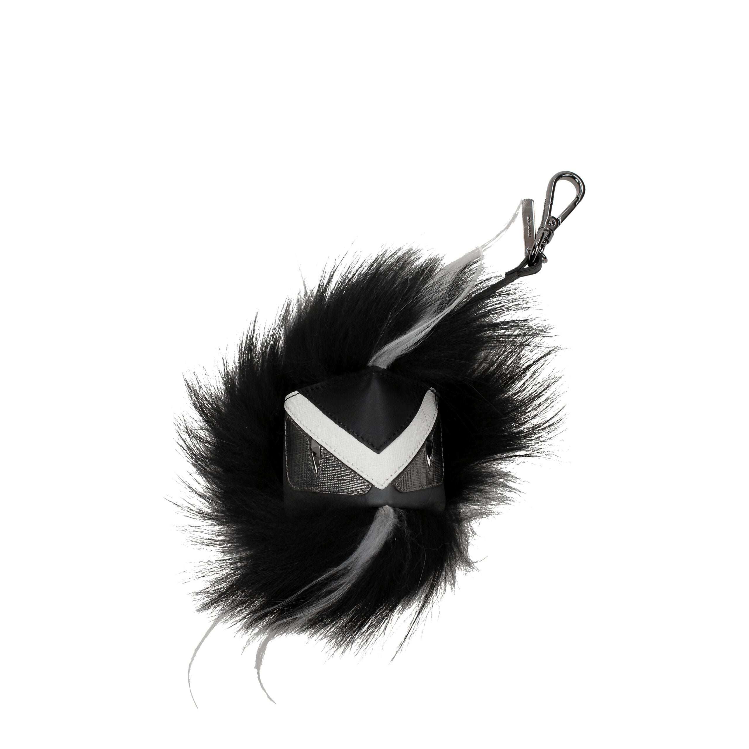 Fendi key ring in black leather