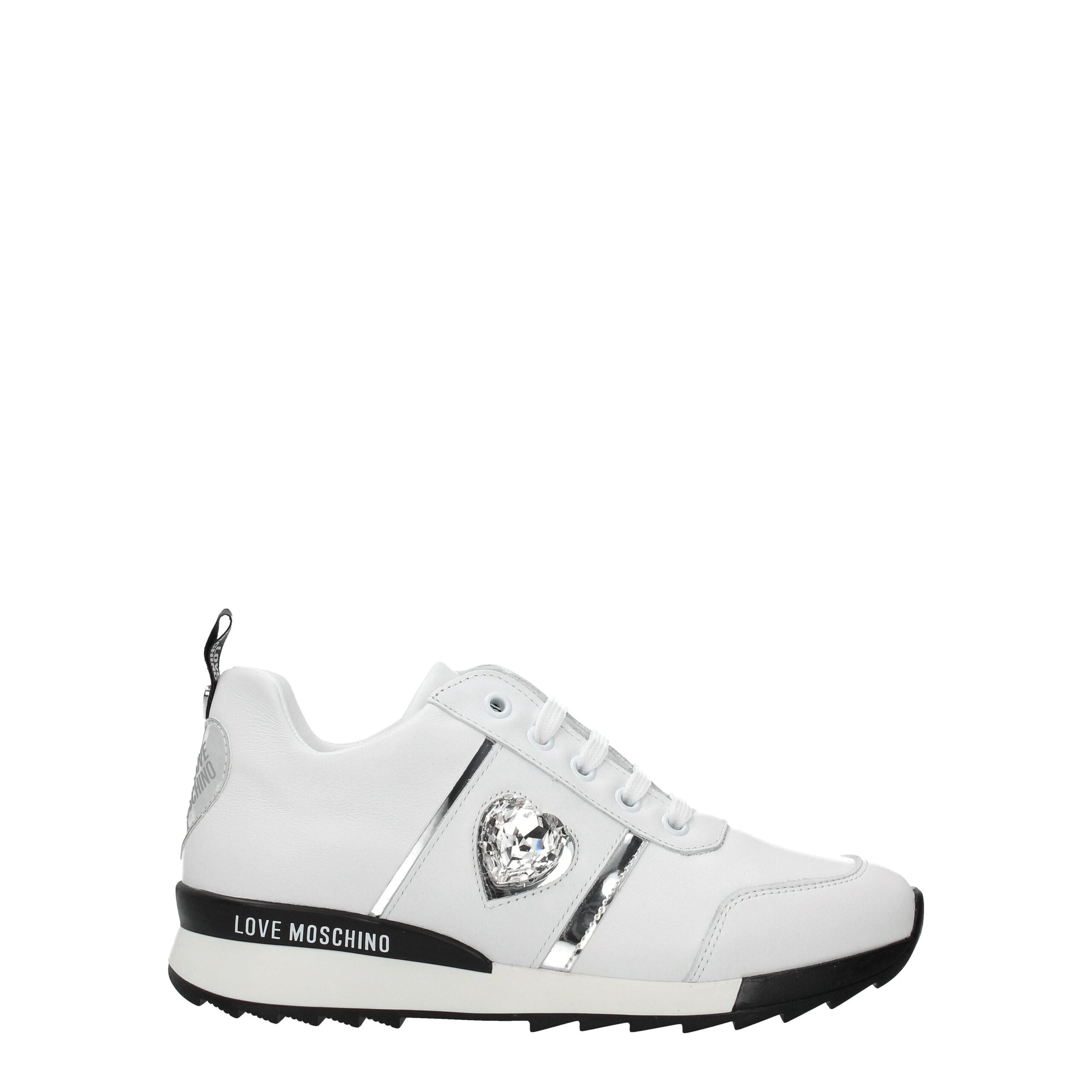 Love Moschino Weiße Leder-Sneaker mit niedrigem Schaft-1