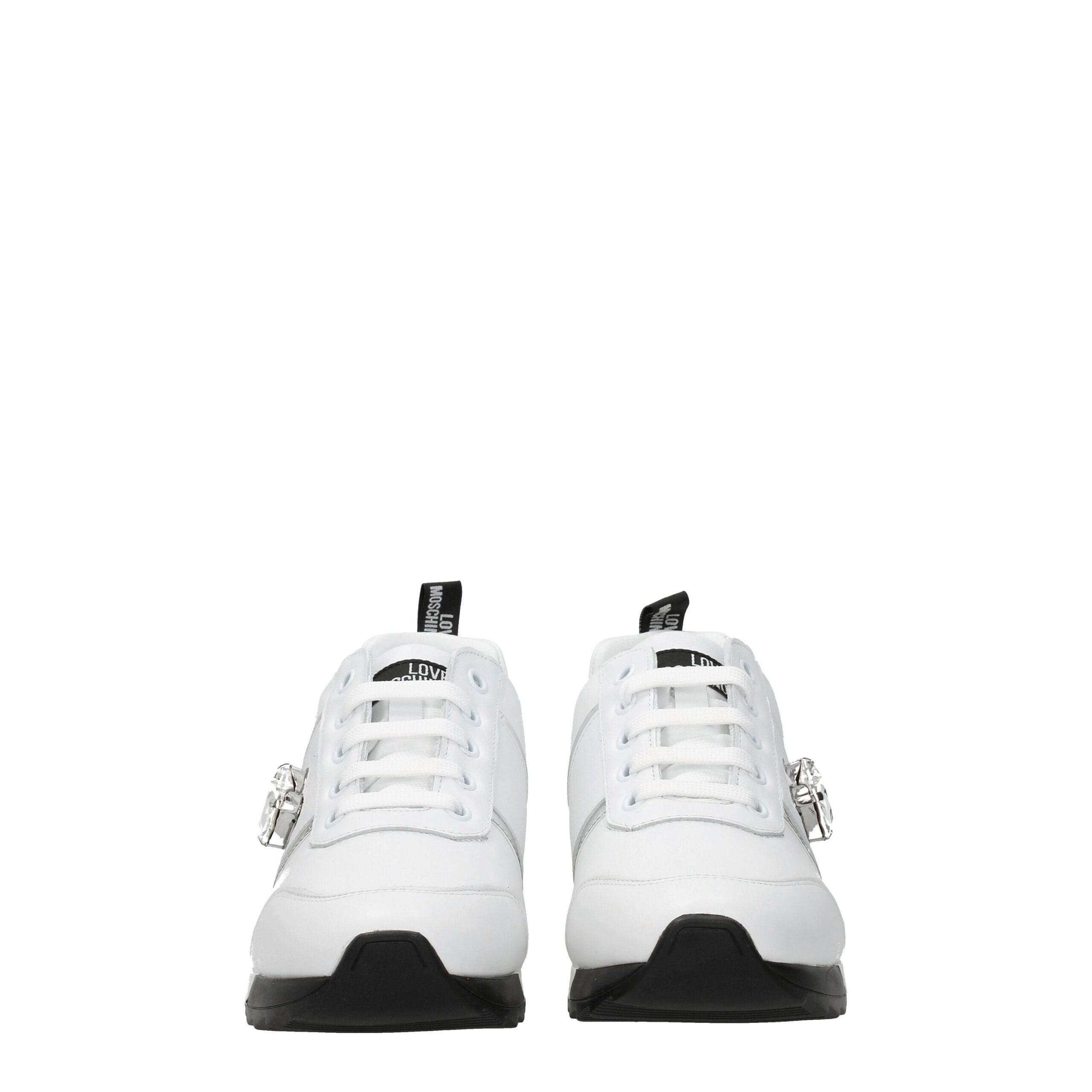 Love Moschino Weiße Leder-Sneaker mit niedrigem Schaft-3