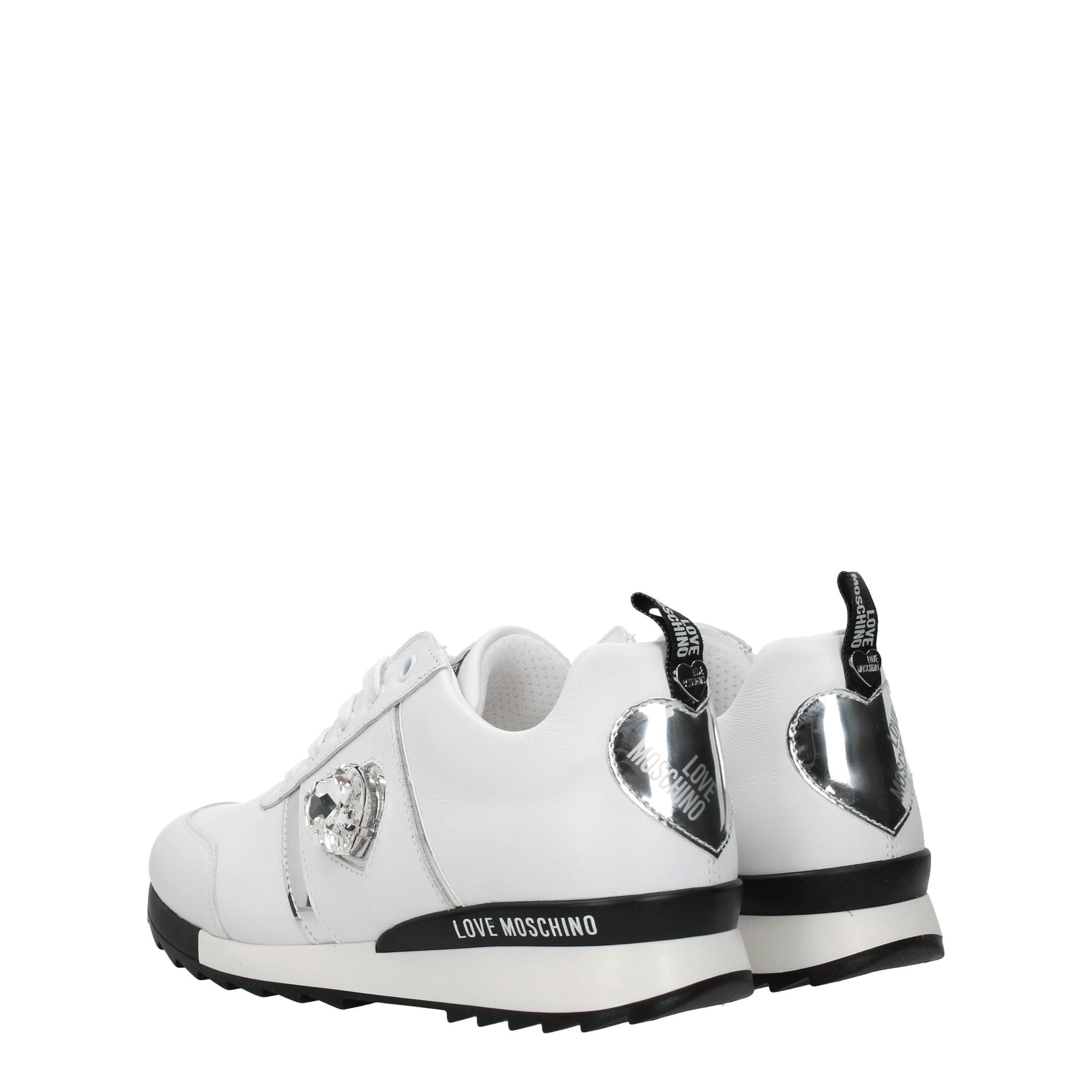Love Moschino Weiße Leder-Sneaker mit niedrigem Schaft-4