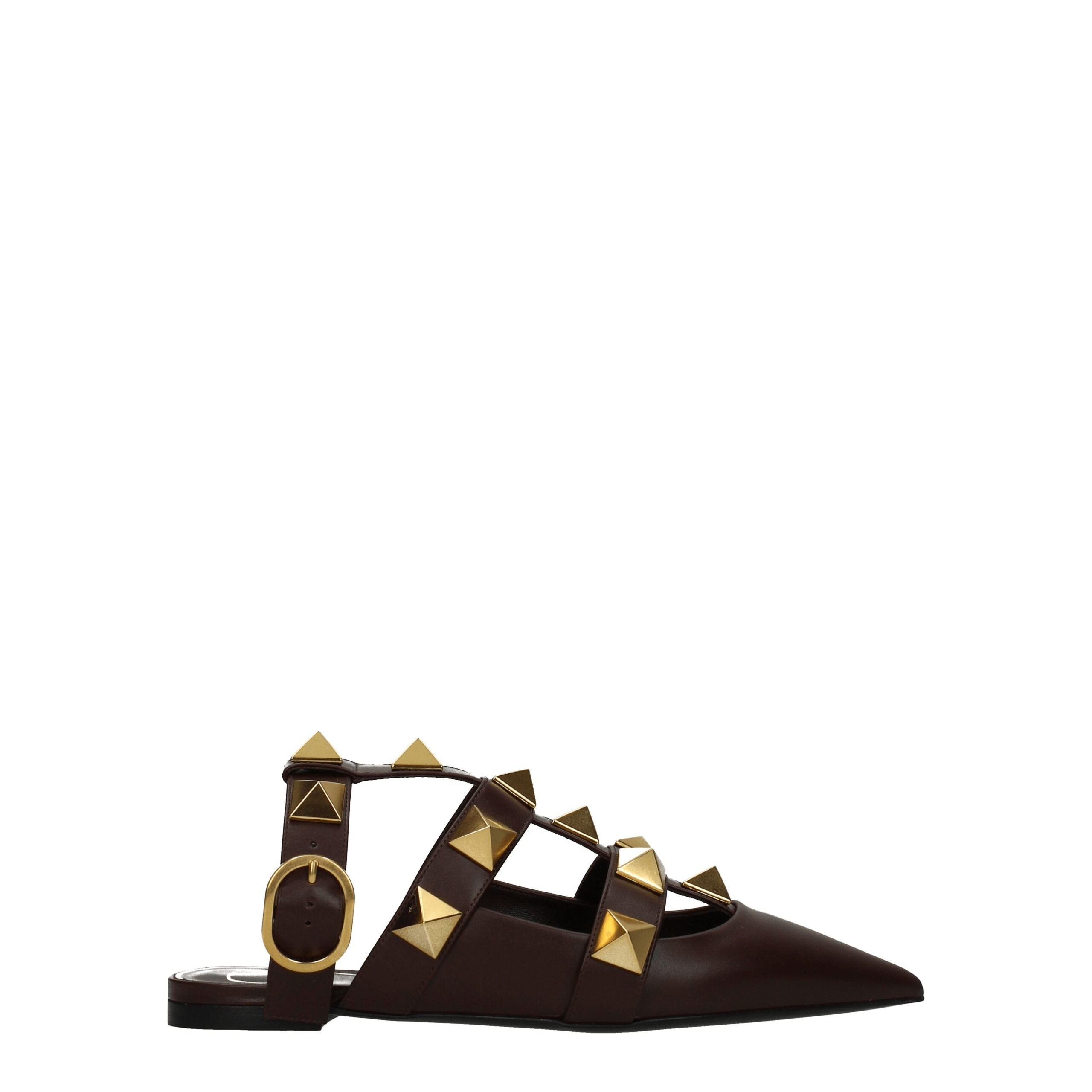 Sandalias planas Valentino Garavani en piel marrón-1