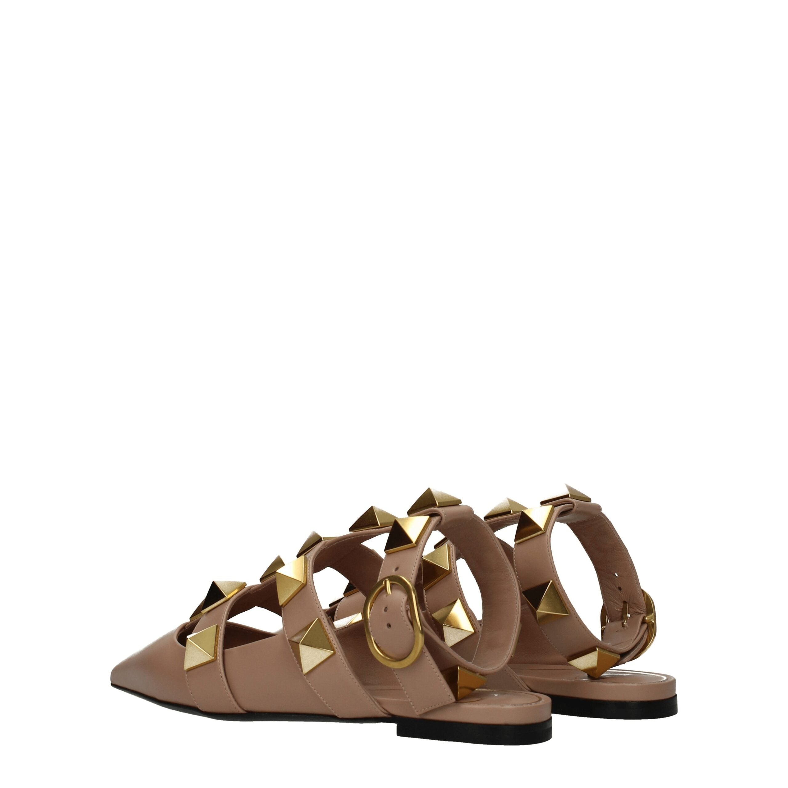 Valentino Garavani flat sandals in pink leather-4
