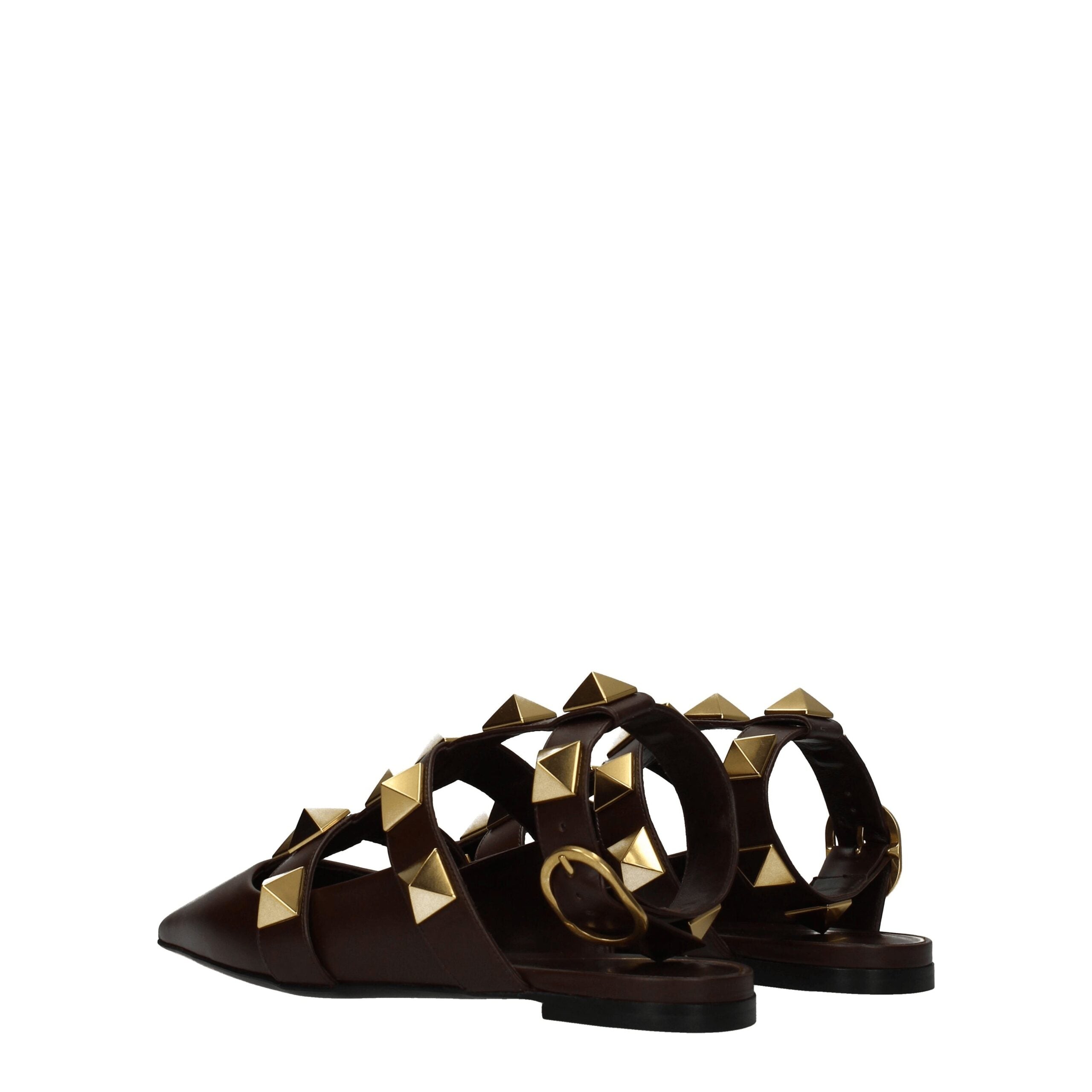 Sandalias planas Valentino Garavani en piel marrón-4
