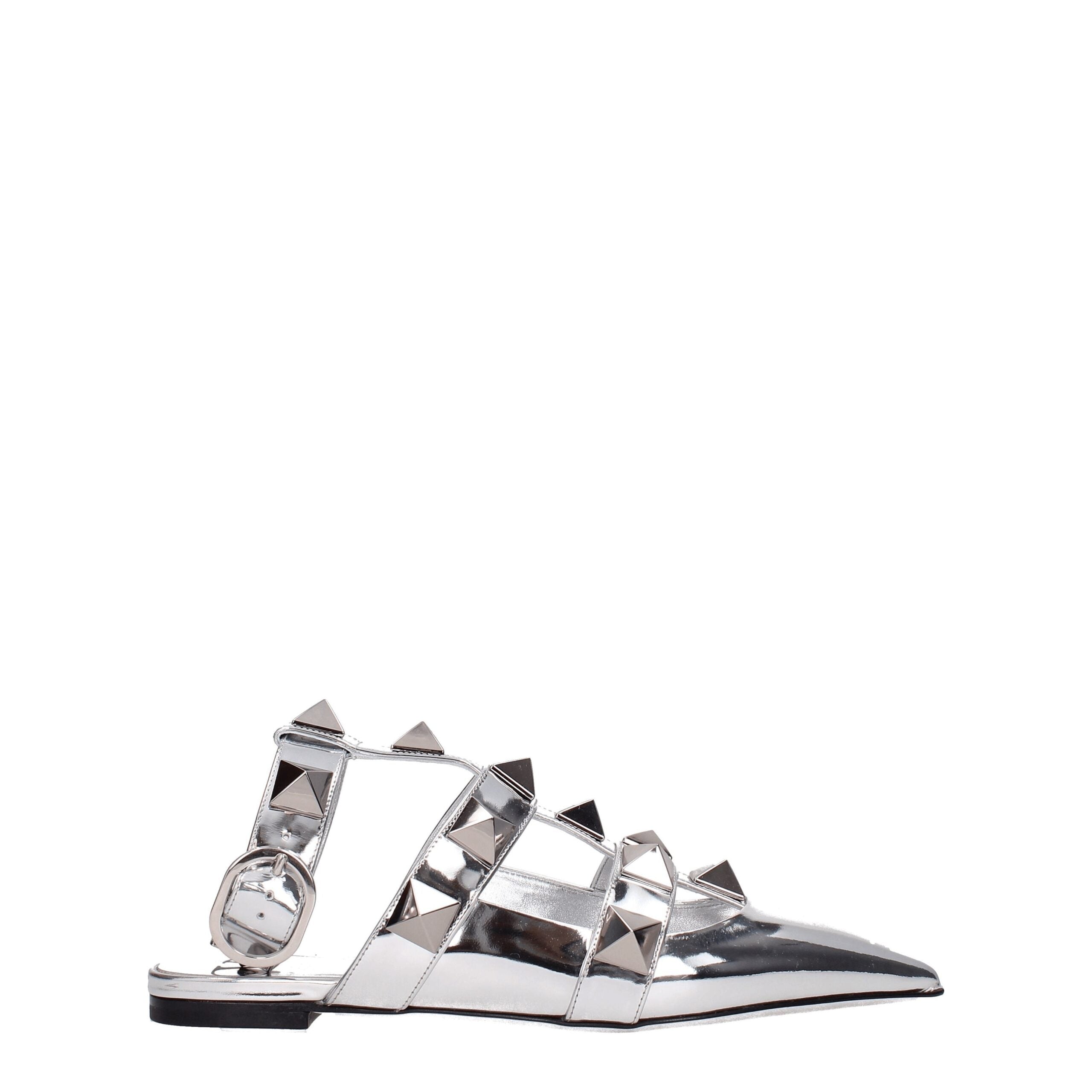 Valentino Garavani Graue flache Sandalen aus Leder-1