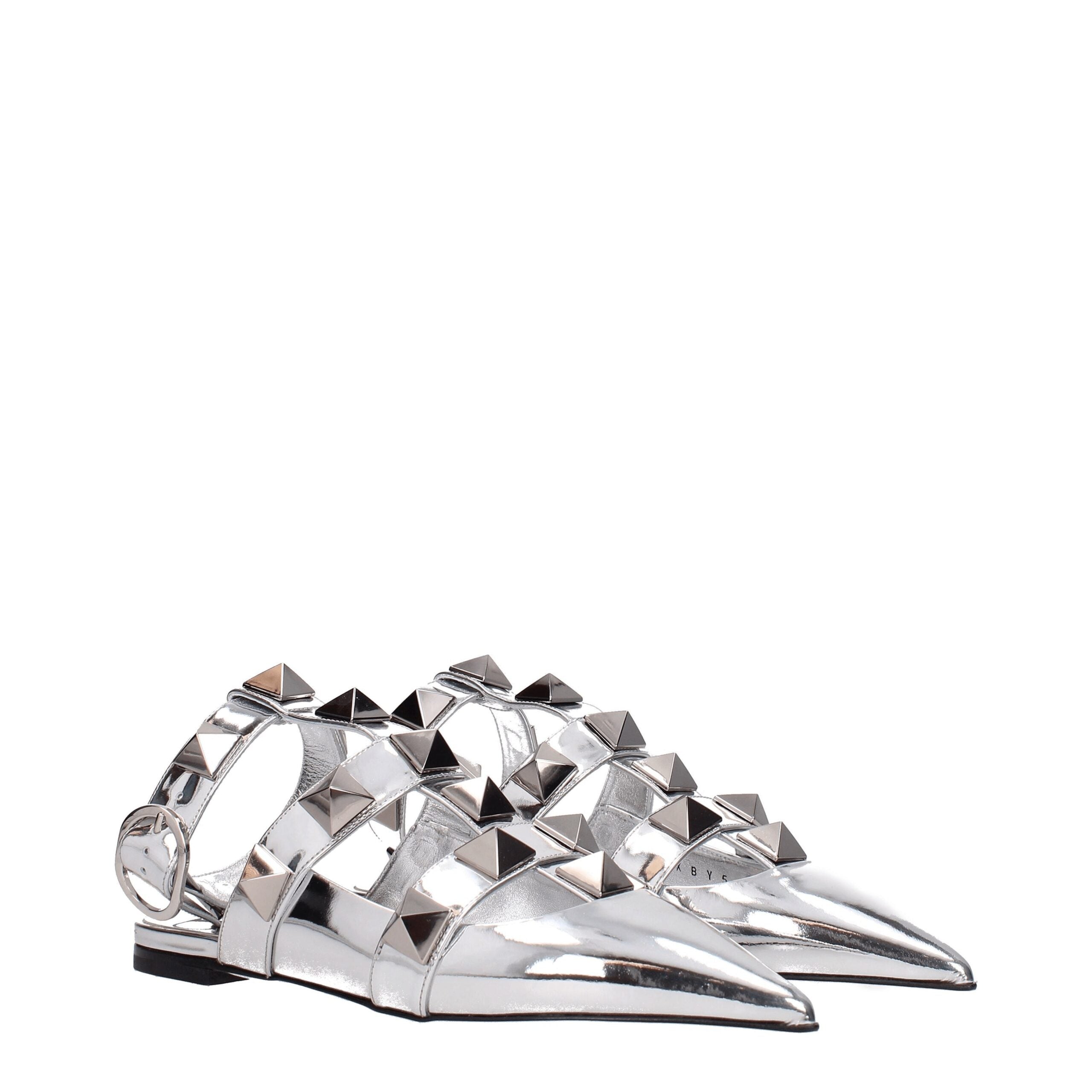 Valentino Garavani Graue flache Sandalen aus Leder-2