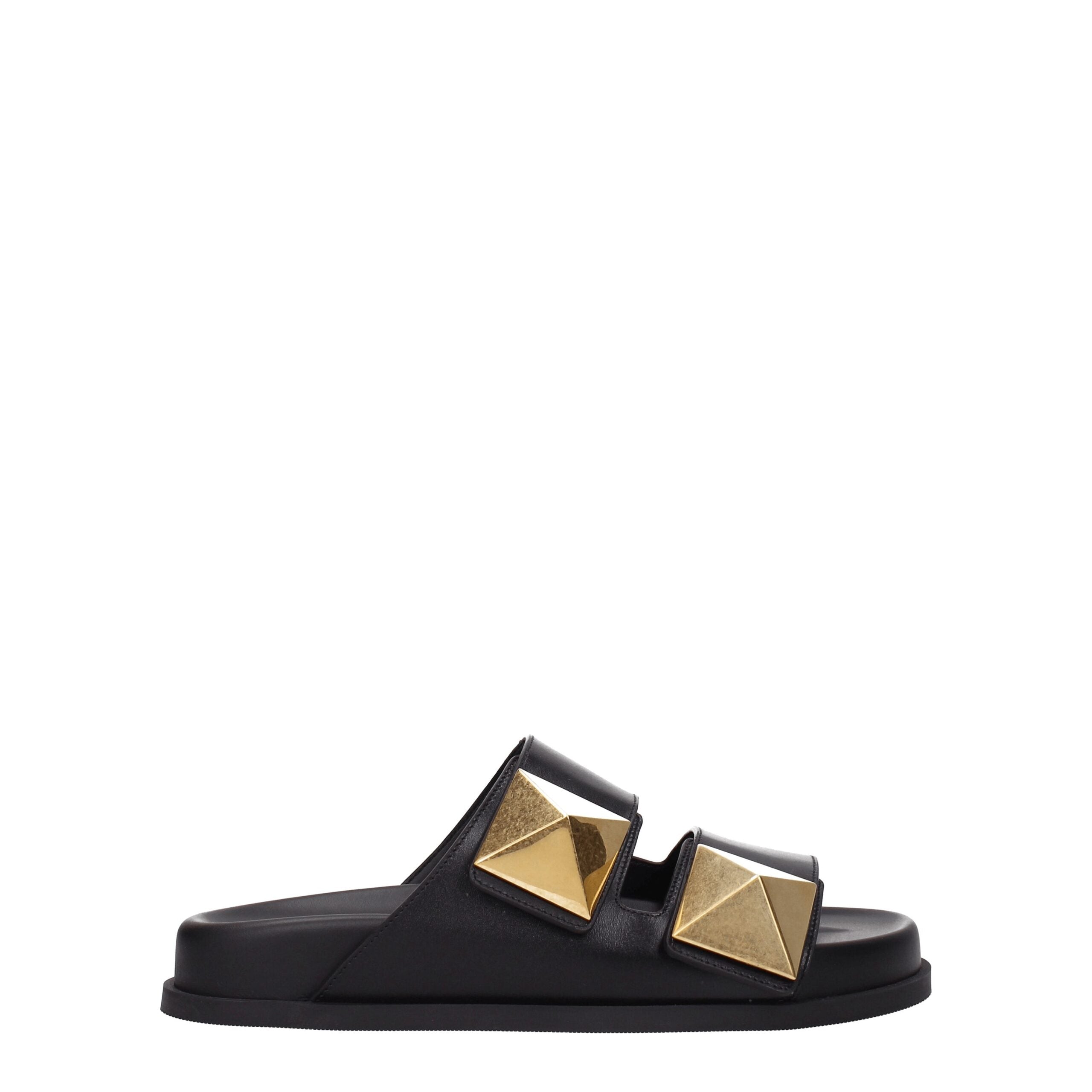 Valentino Garavani Schwarze Leder-Hausschuhe-1