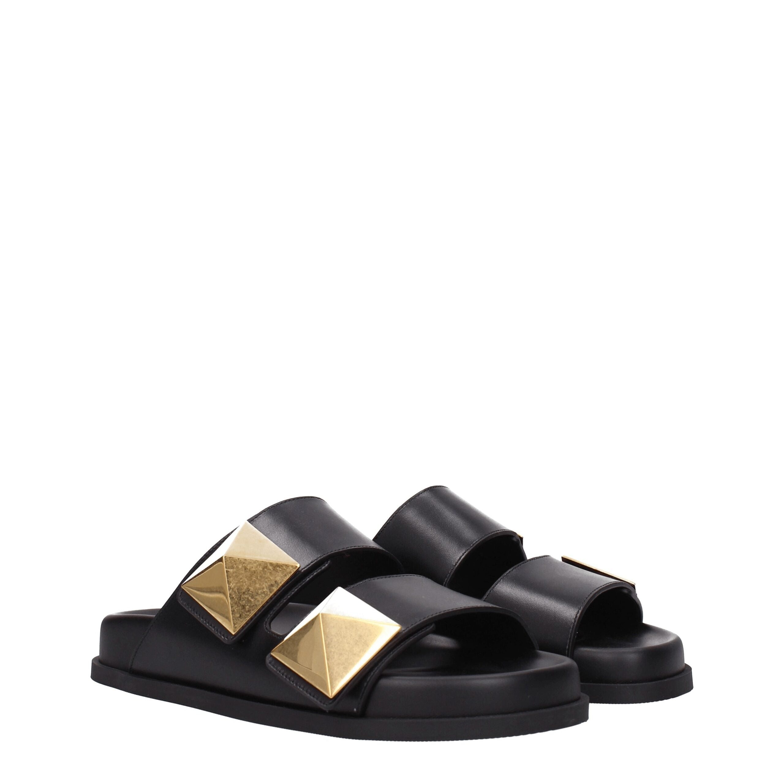 Valentino Garavani Schwarze Leder-Hausschuhe-2