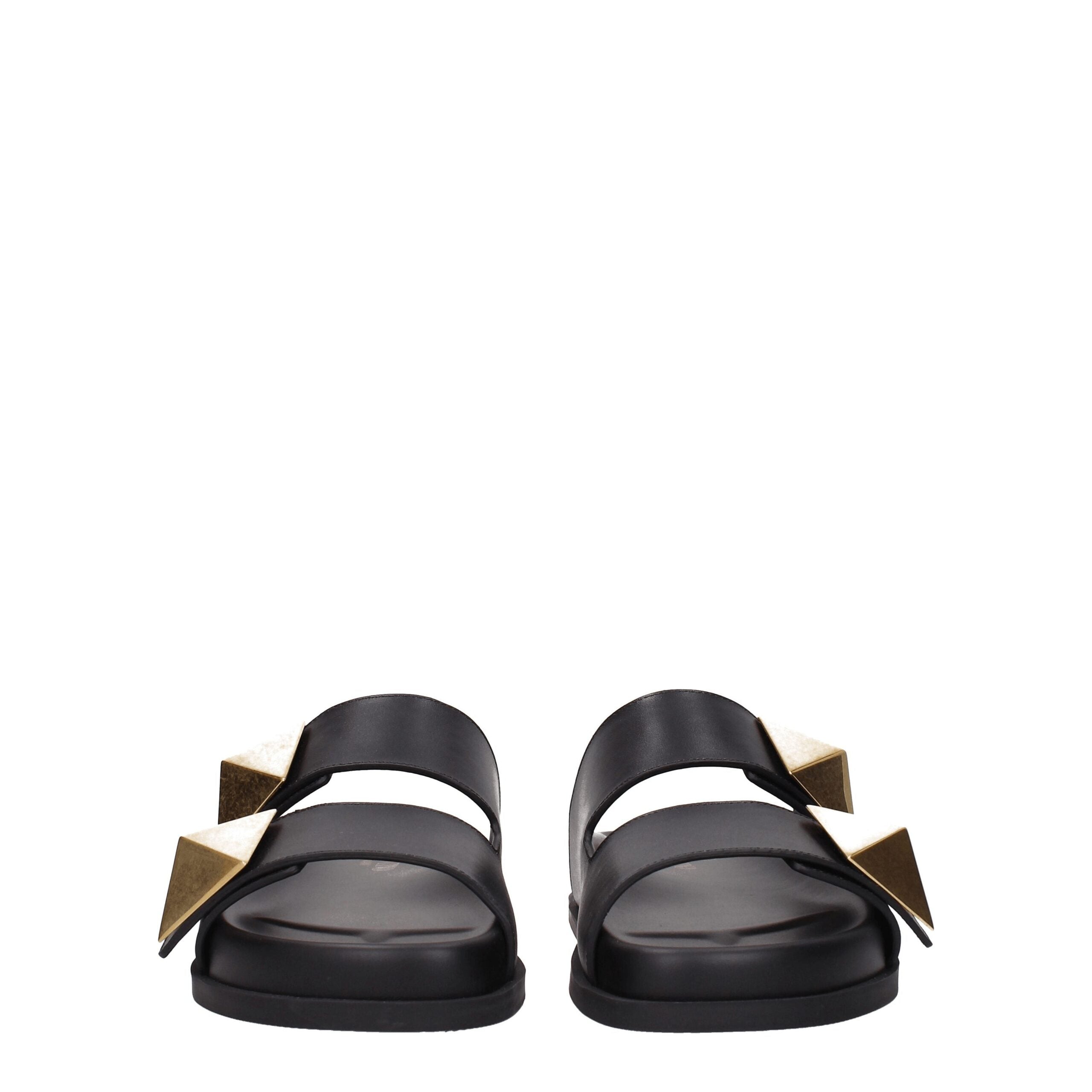 Valentino Garavani Schwarze Leder-Hausschuhe-3