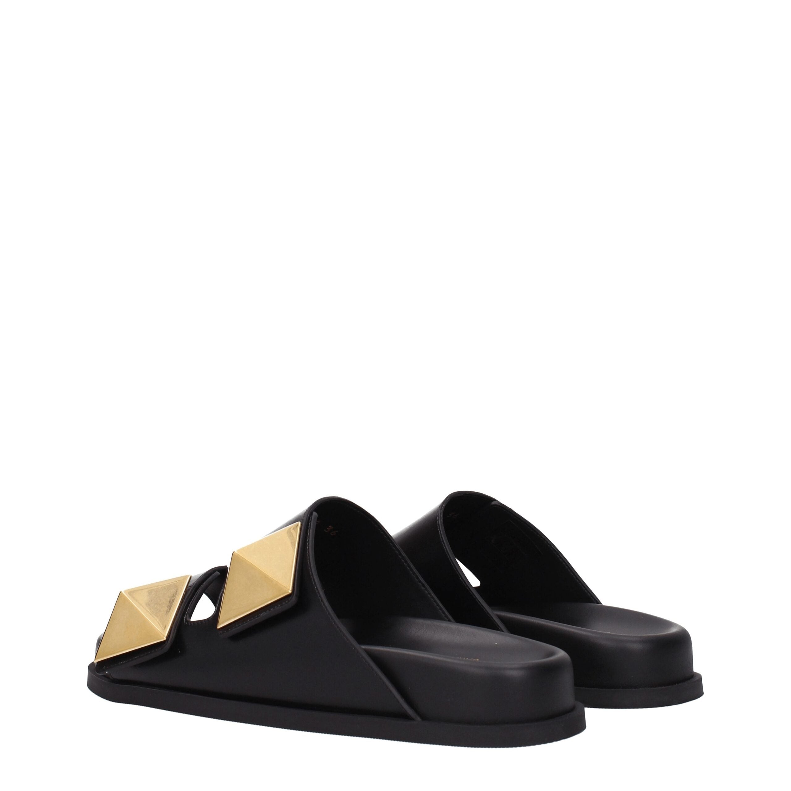 Valentino Garavani Schwarze Leder-Hausschuhe-4