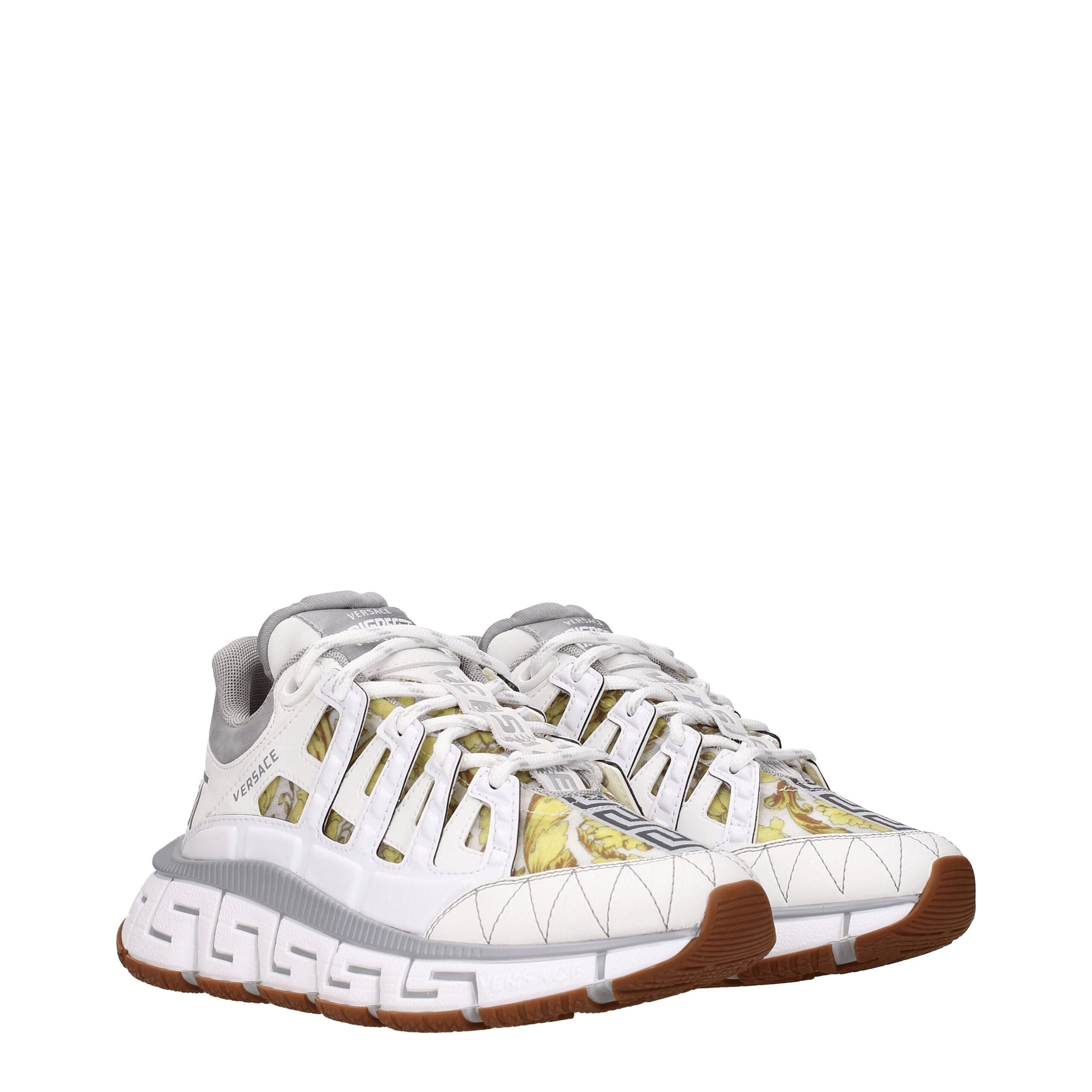 Versace Weißes Leder Sportliche Turnschuhe-2