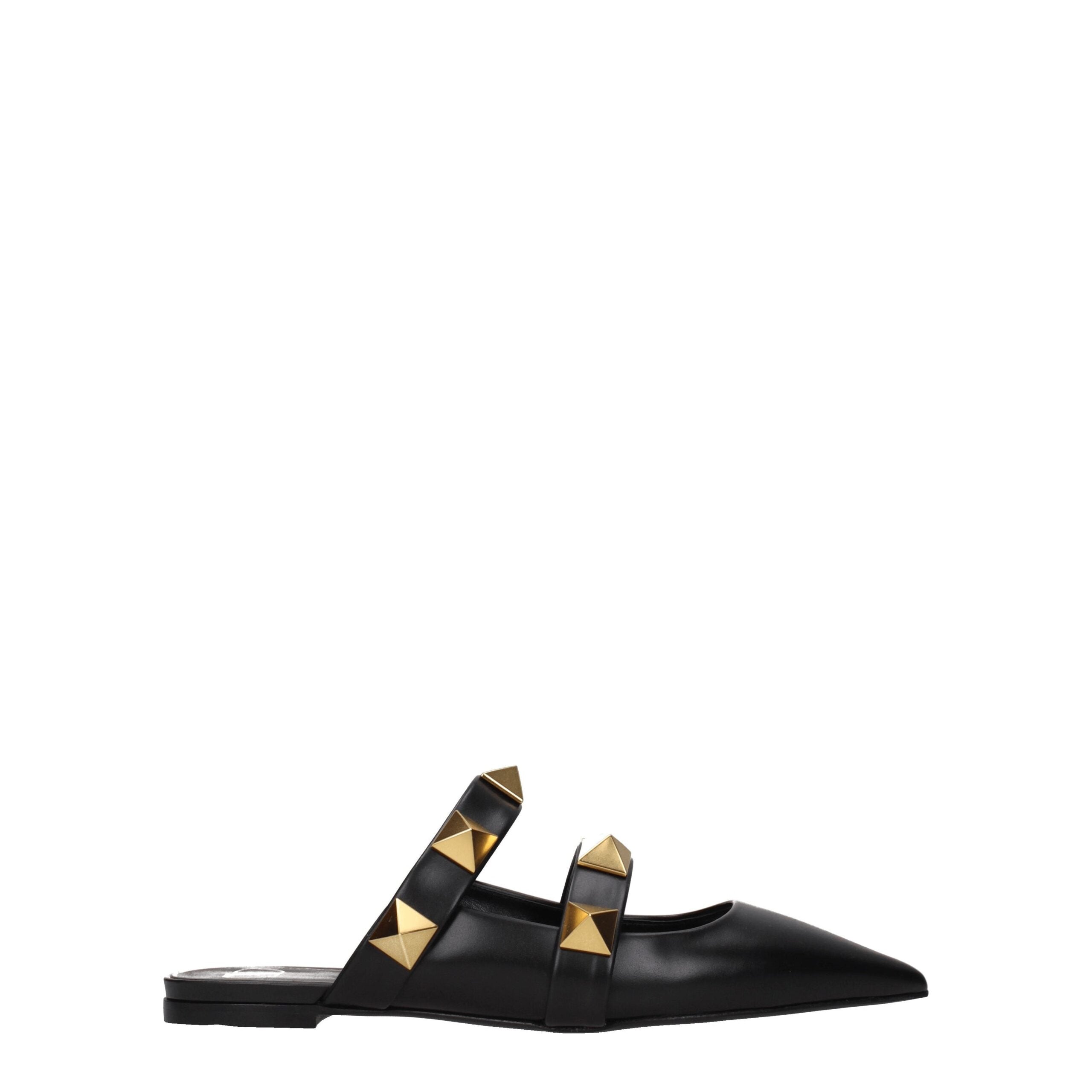 Valentino Garavani Schwarze Leder Pantoletten-1