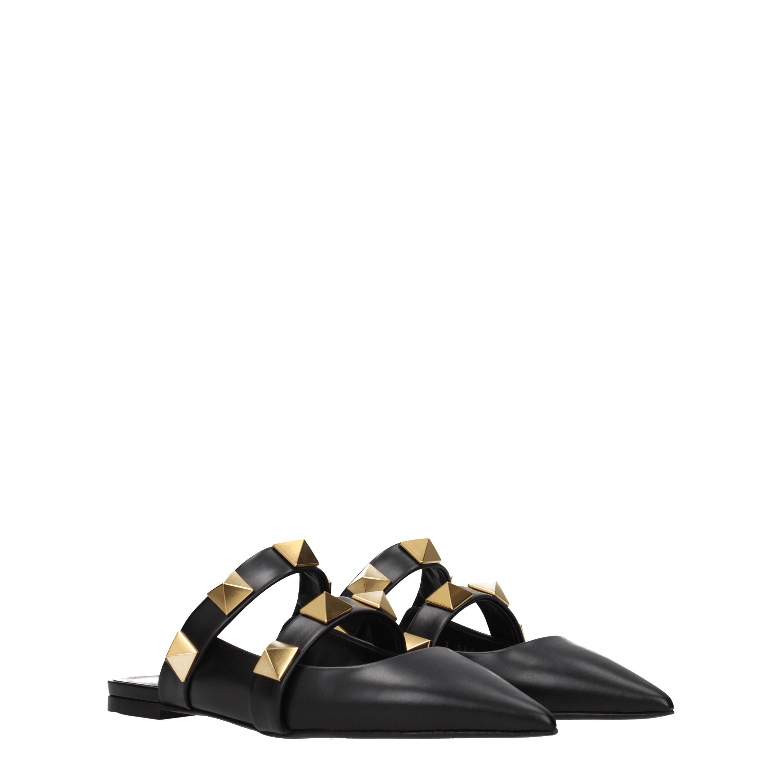 Valentino Garavani Schwarze Leder Pantoletten-2