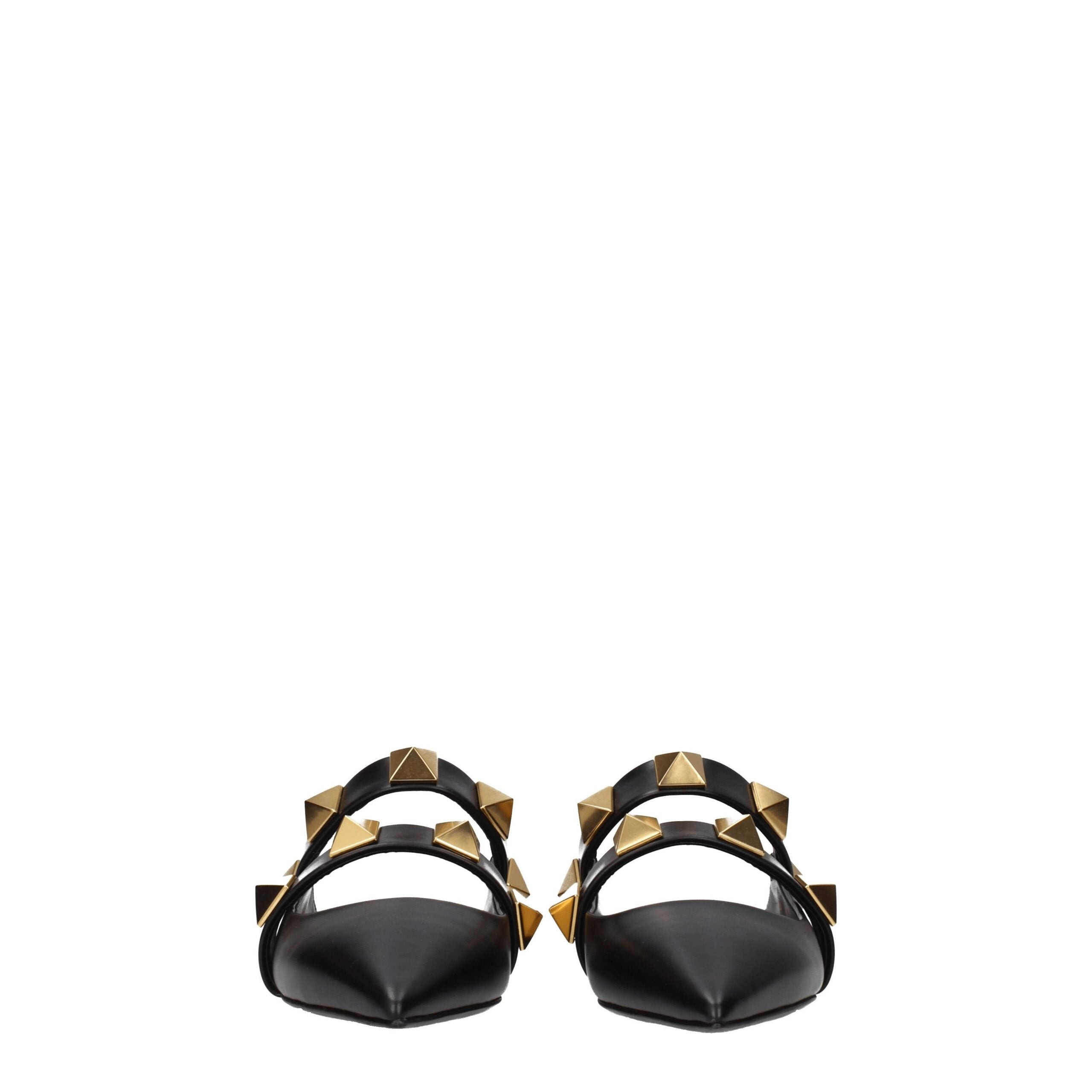 Valentino Garavani Schwarze Leder Pantoletten-3