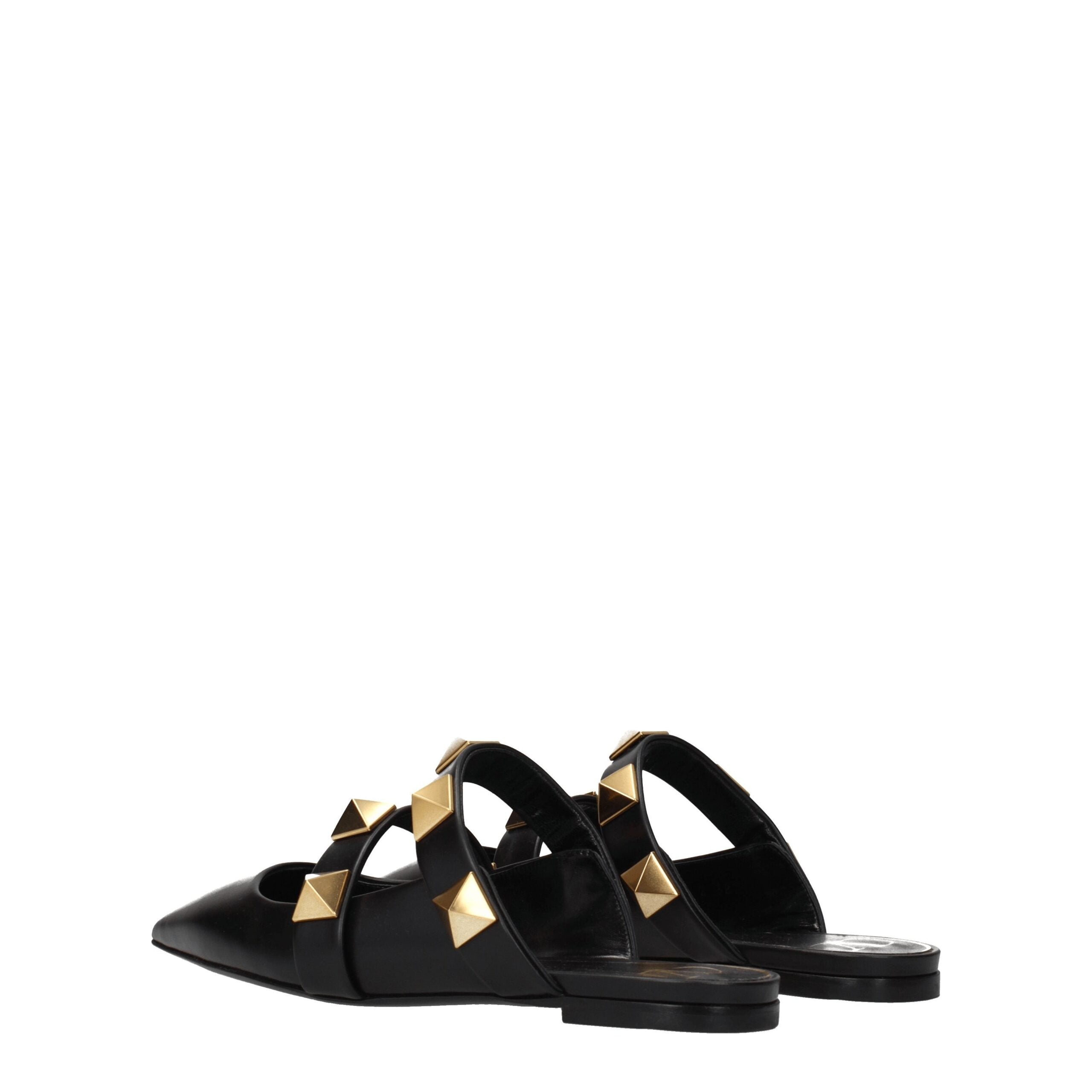 Valentino Garavani Schwarze Leder Pantoletten-4