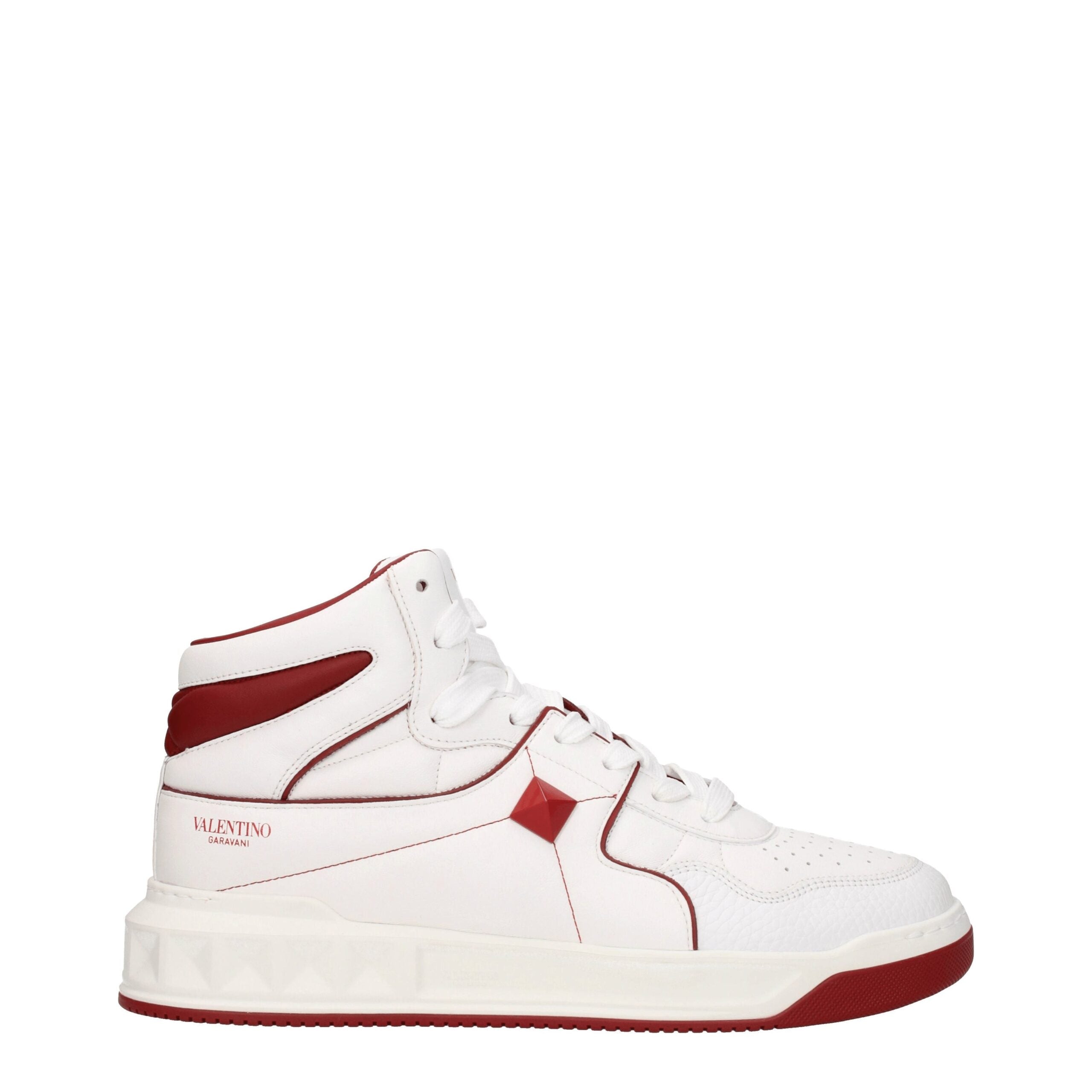 Valentino Garavani White Leather High-Top Sneakers-1