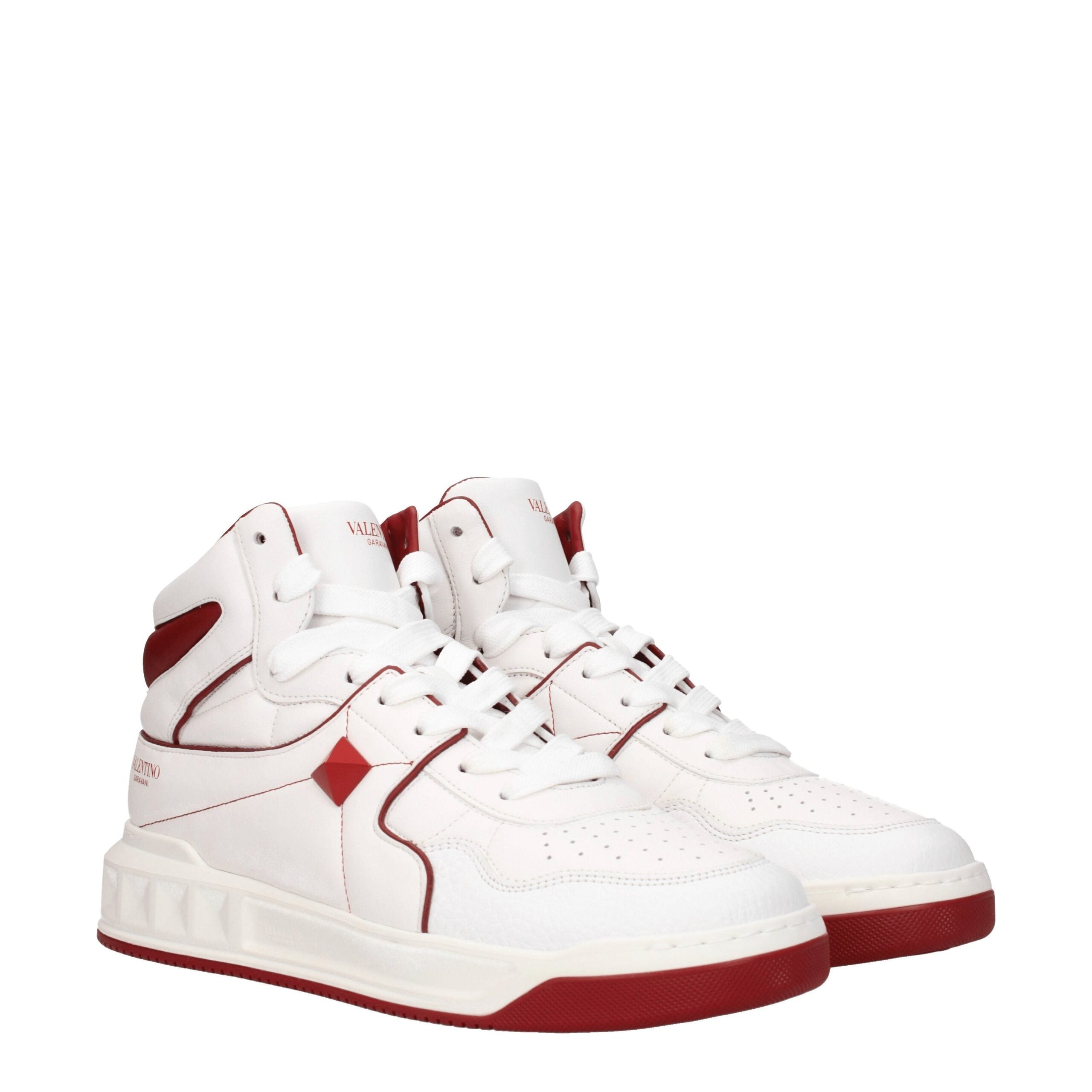 Valentino Garavani White Leather High-Top Sneakers-2