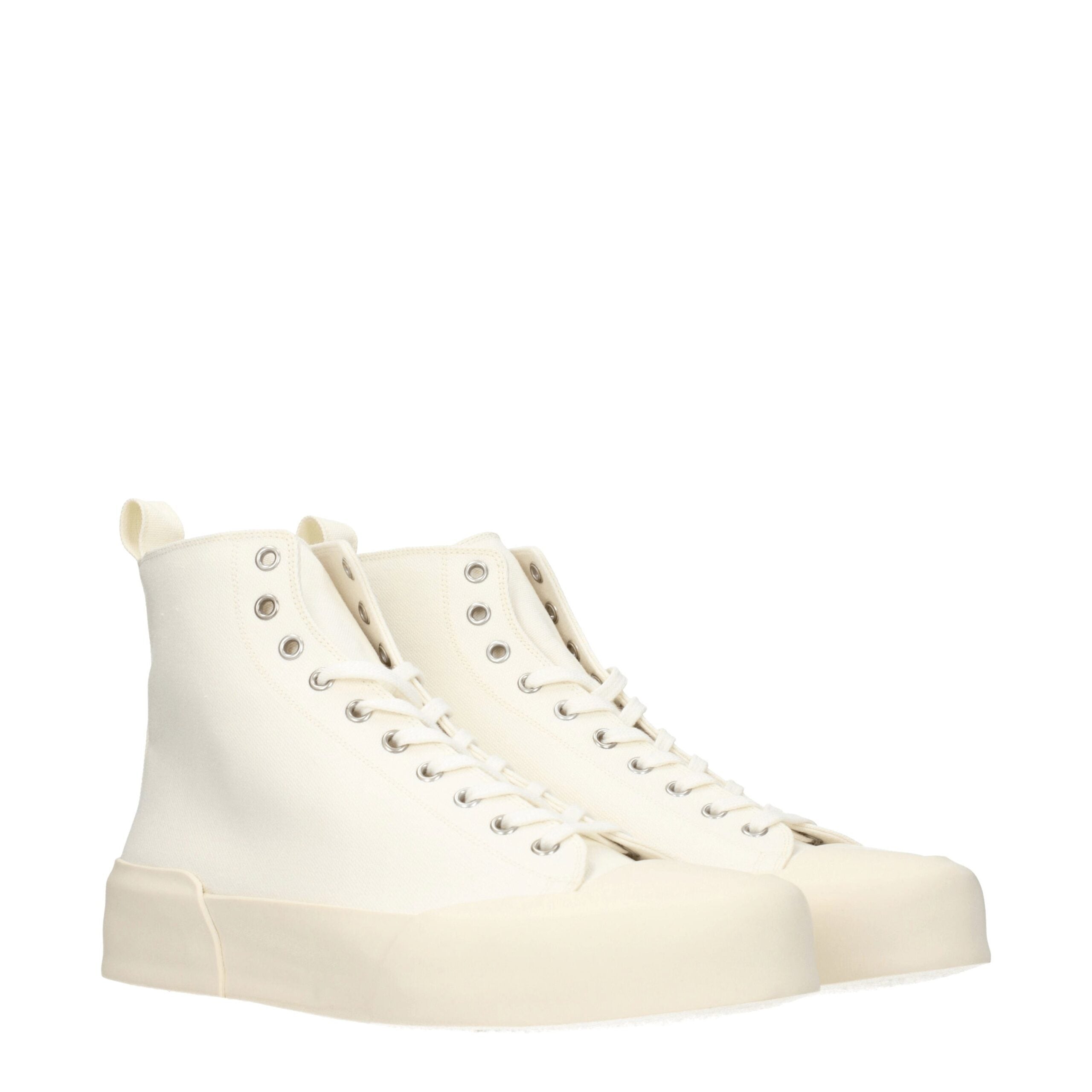 Jil Sander beige high-top sneakers made of fabric-2