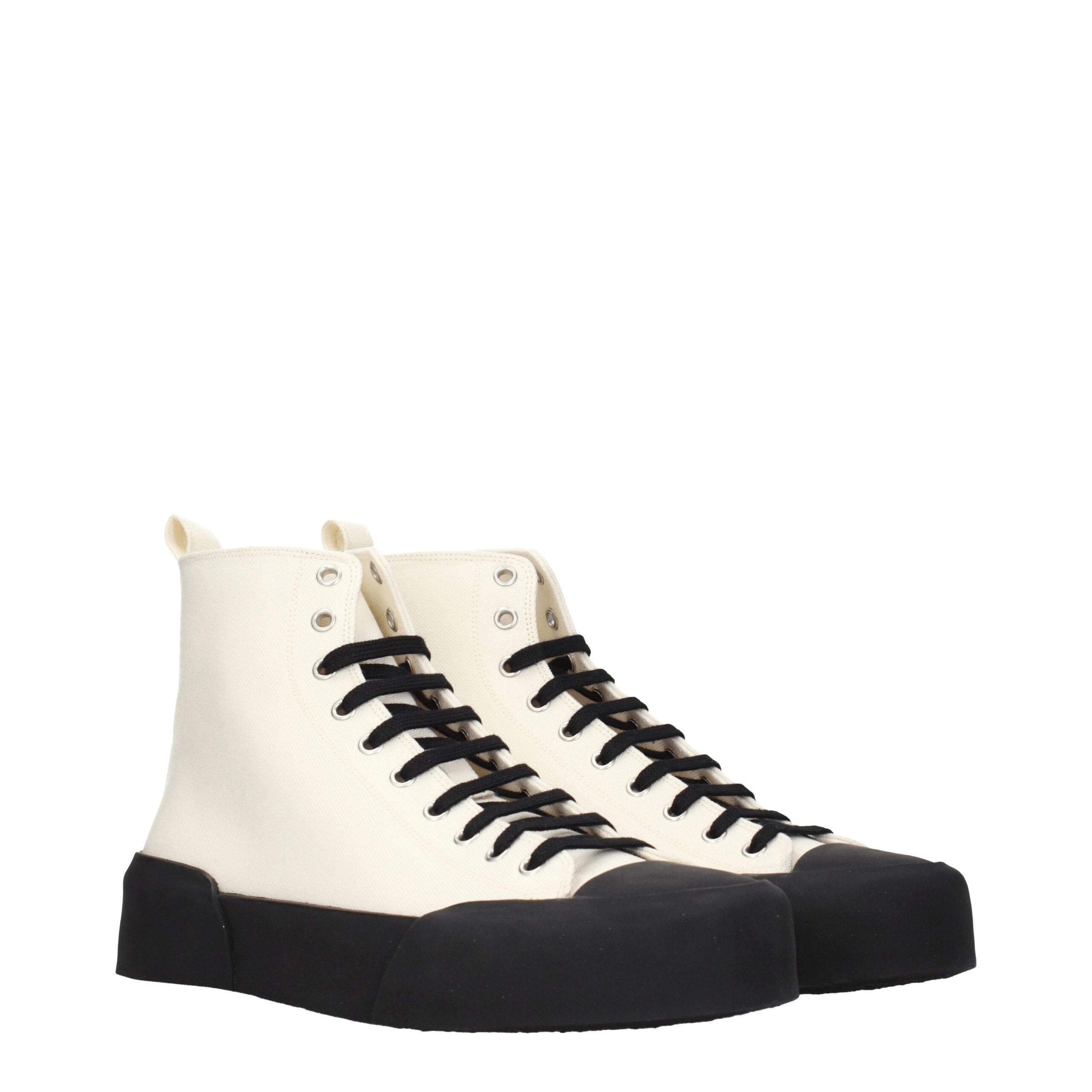 Jil Sander Beigefarbene High-Top-Sneaker aus Stoff-2