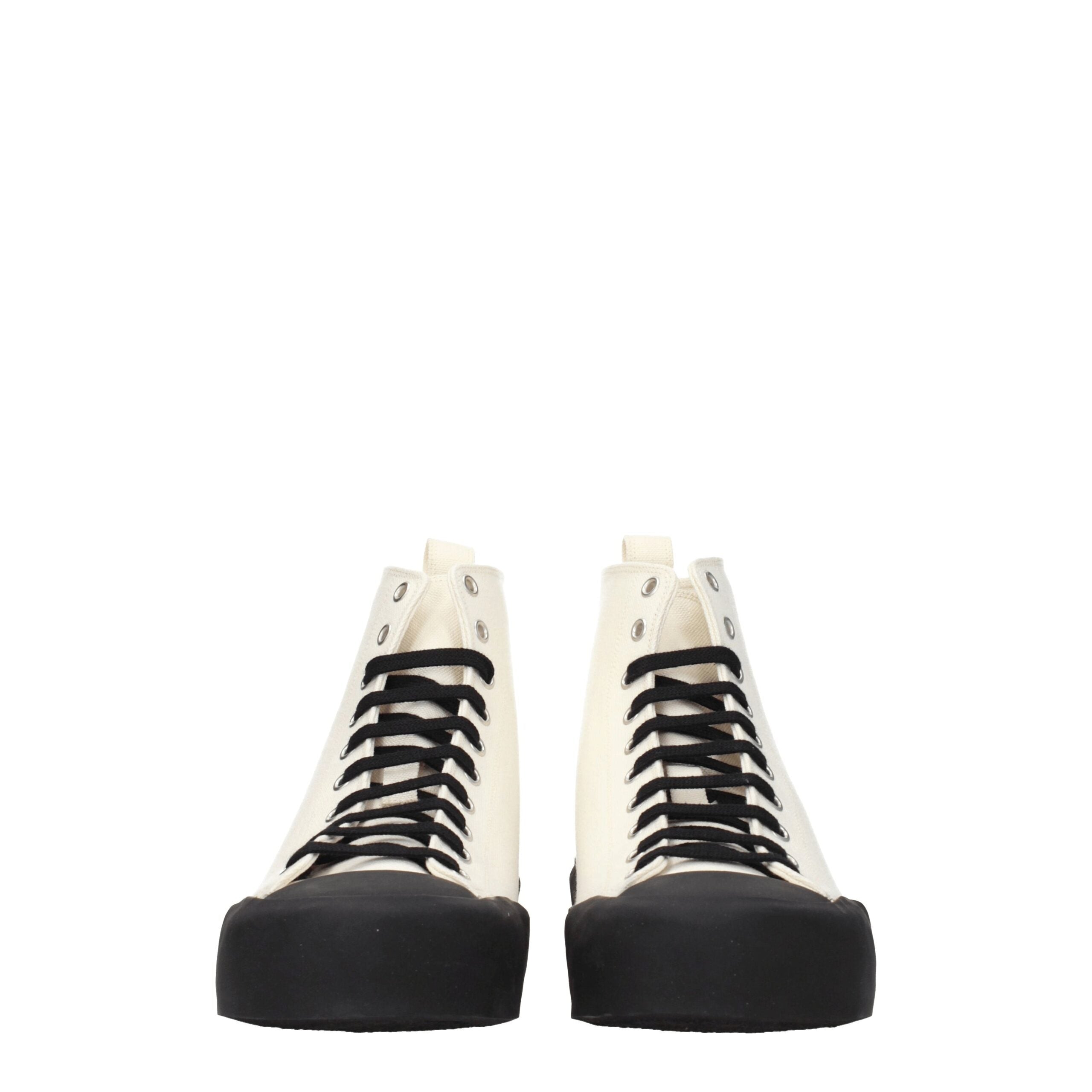 Jil Sander Beigefarbene High-Top-Sneaker aus Stoff-3