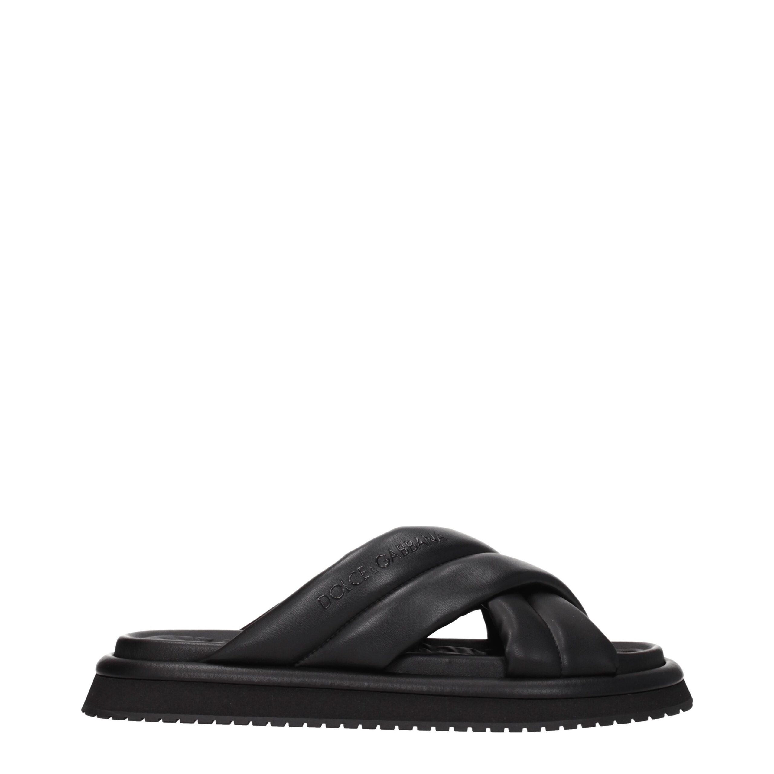Dolce & Gabbana Schwarze Leder-Hausschuhe-1