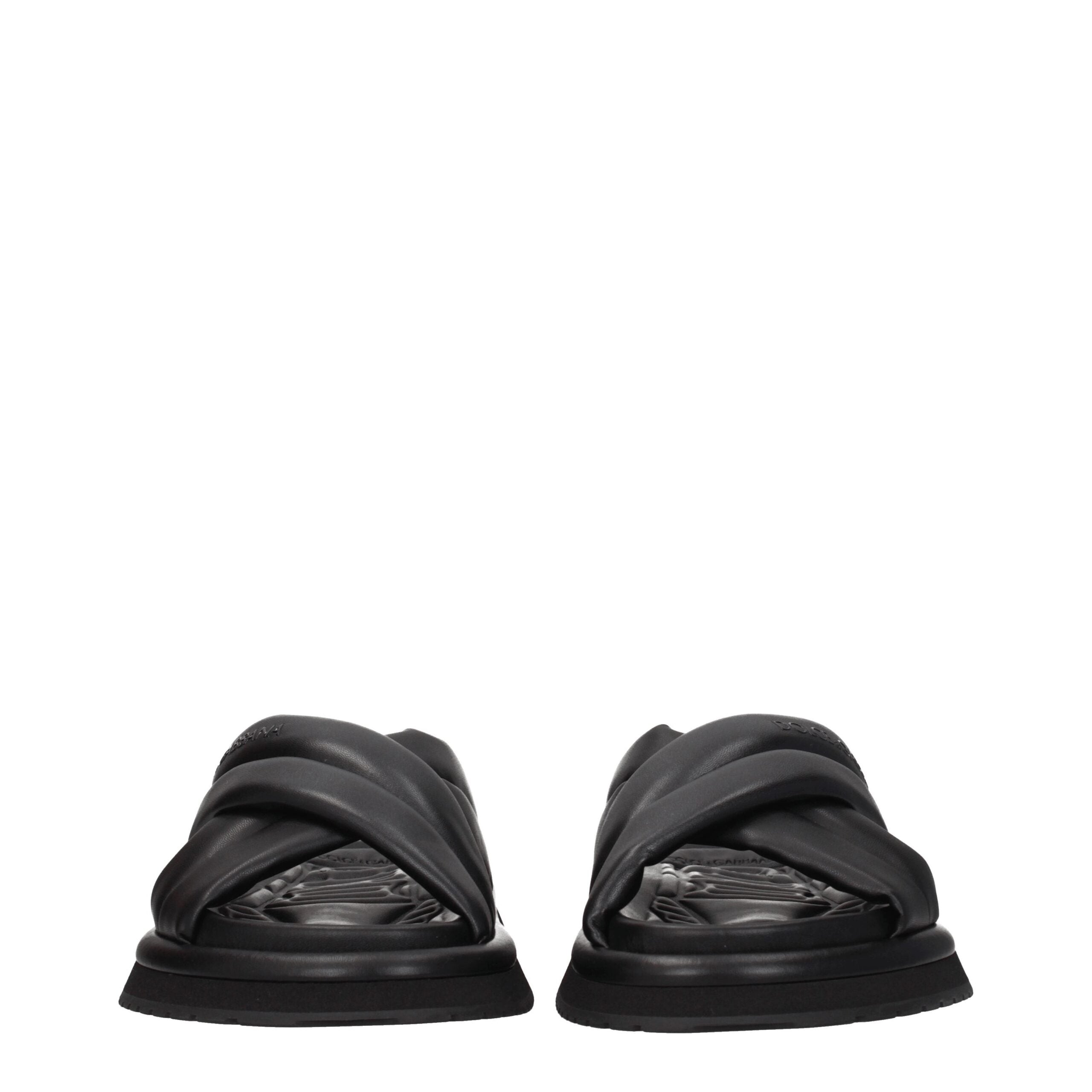 Dolce & Gabbana Schwarze Leder-Hausschuhe-3
