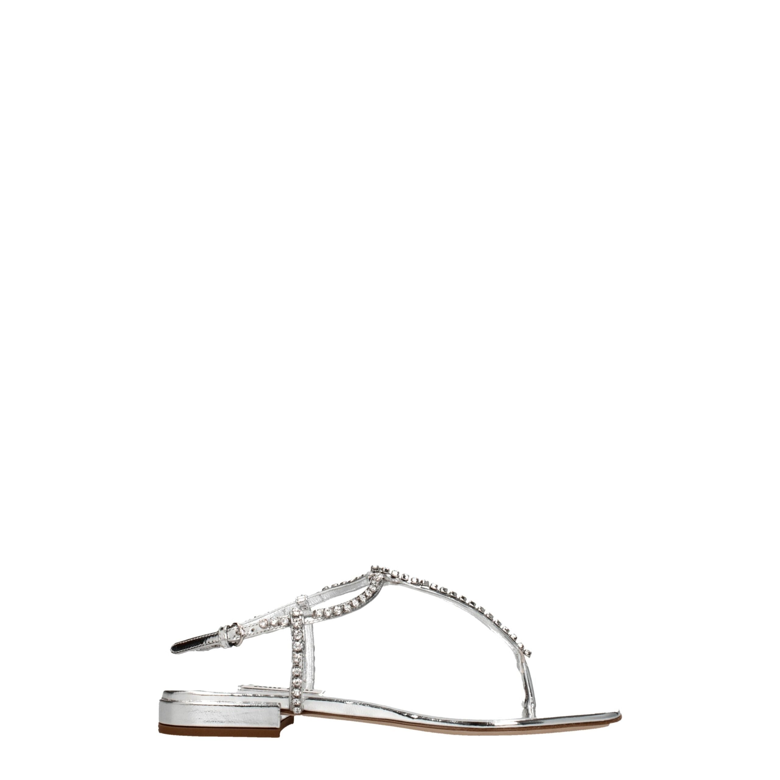 Miu Miu Graue Flip-Flop-Sandalen aus Leder-1