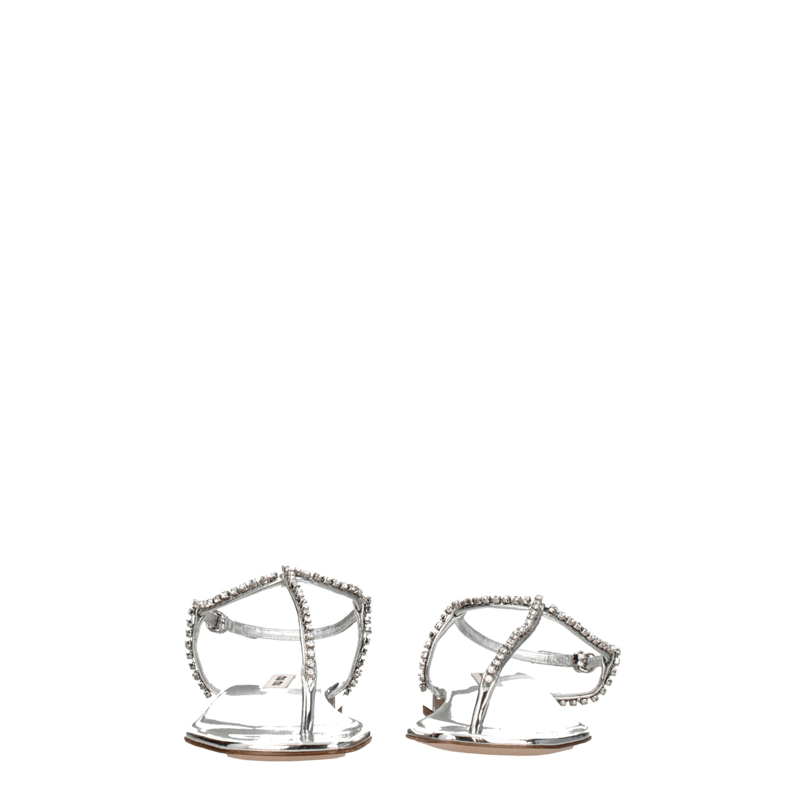 Miu Miu Graue Flip-Flop-Sandalen aus Leder-3
