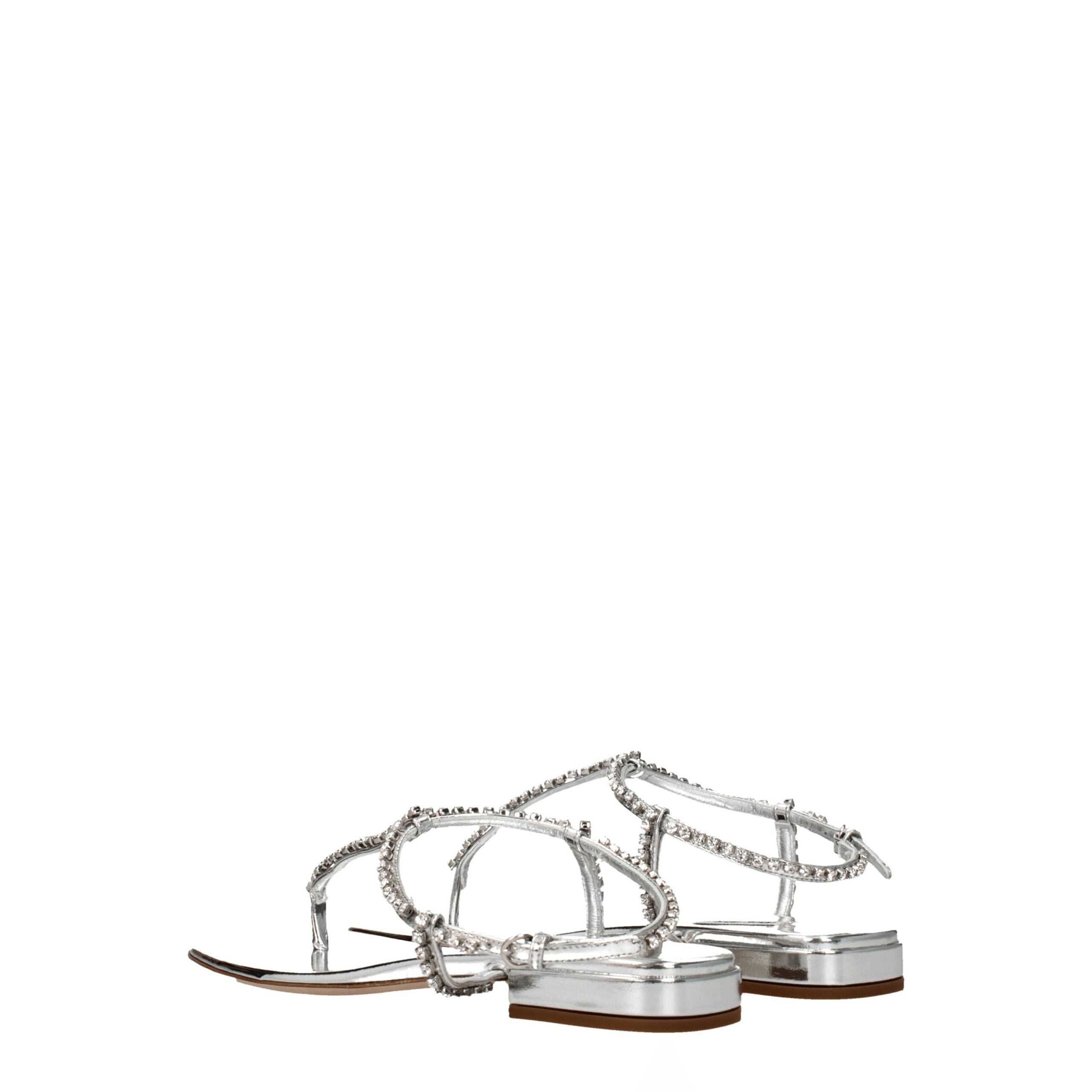 Miu Miu Graue Flip-Flop-Sandalen aus Leder-4
