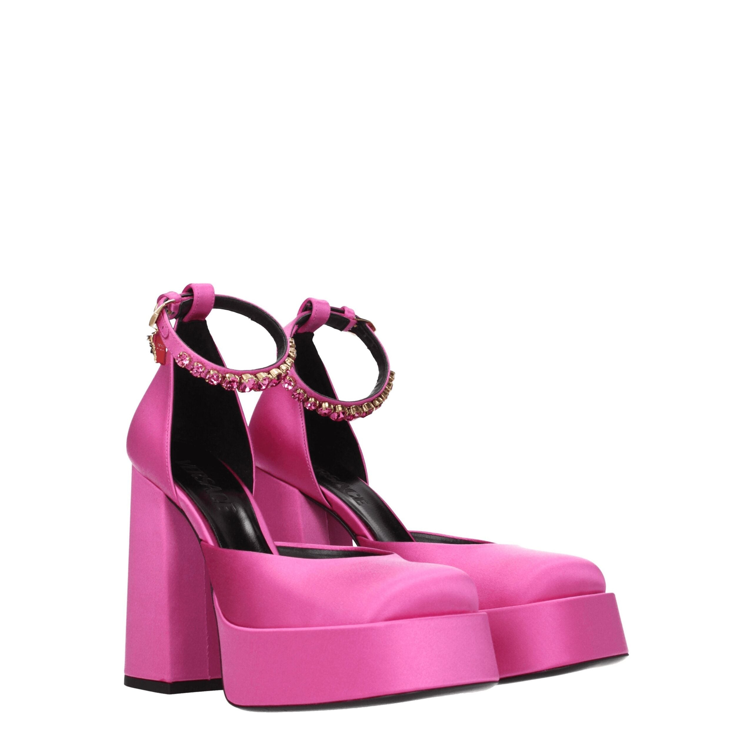 Versace pink satin platform pumps-2