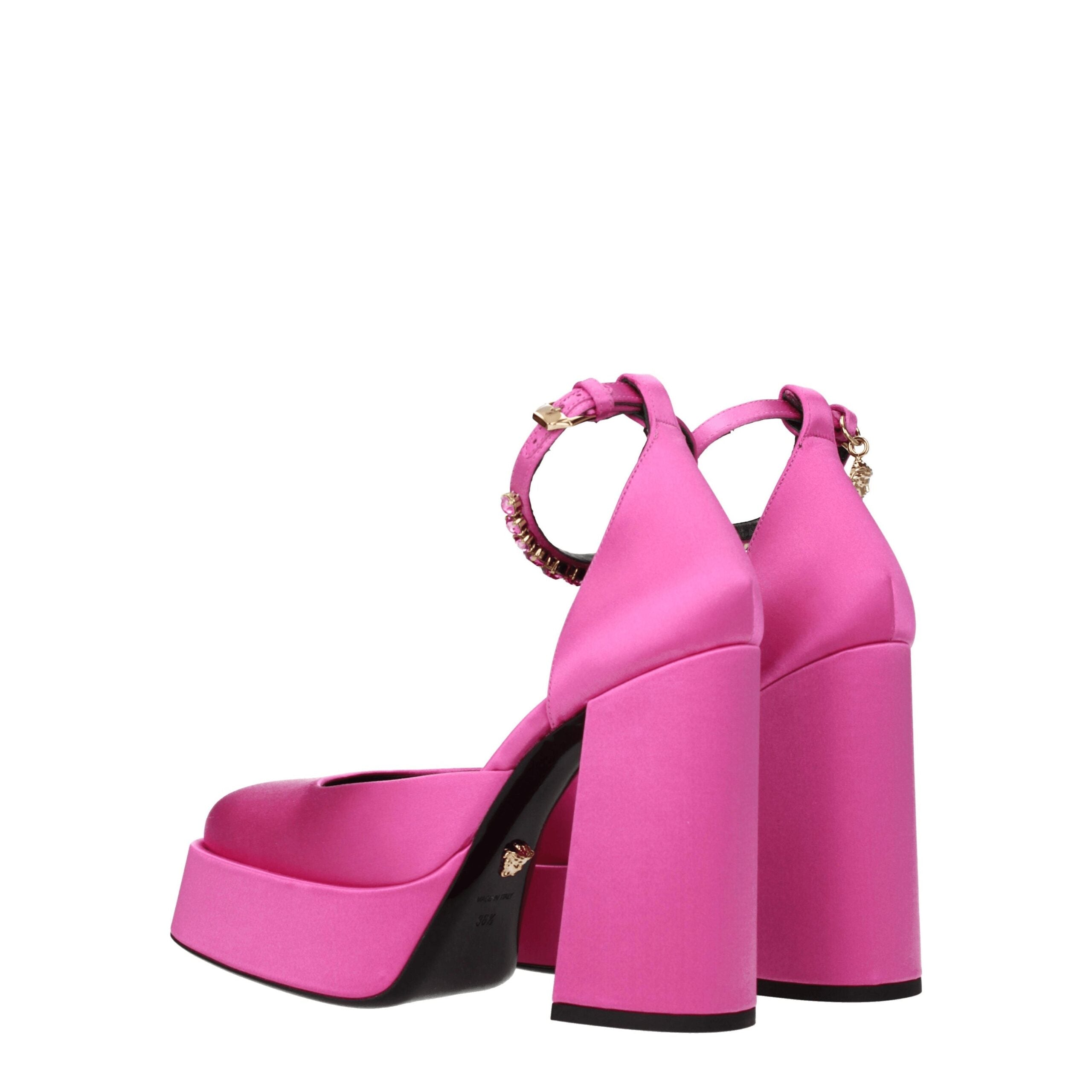 Versace pink satin platform pumps-4