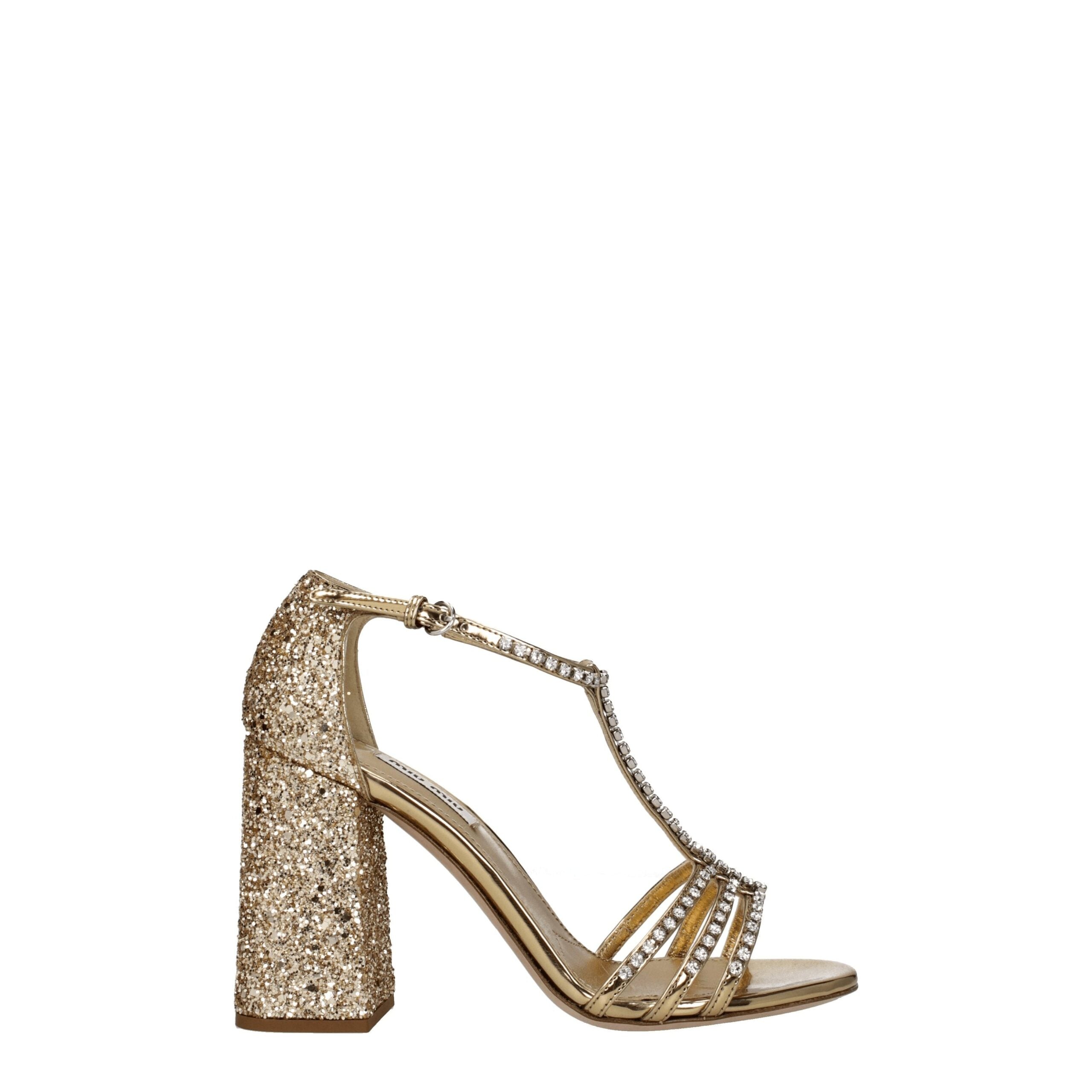 Miu Miu Goldene Plateausandalen aus Kunststoff-1