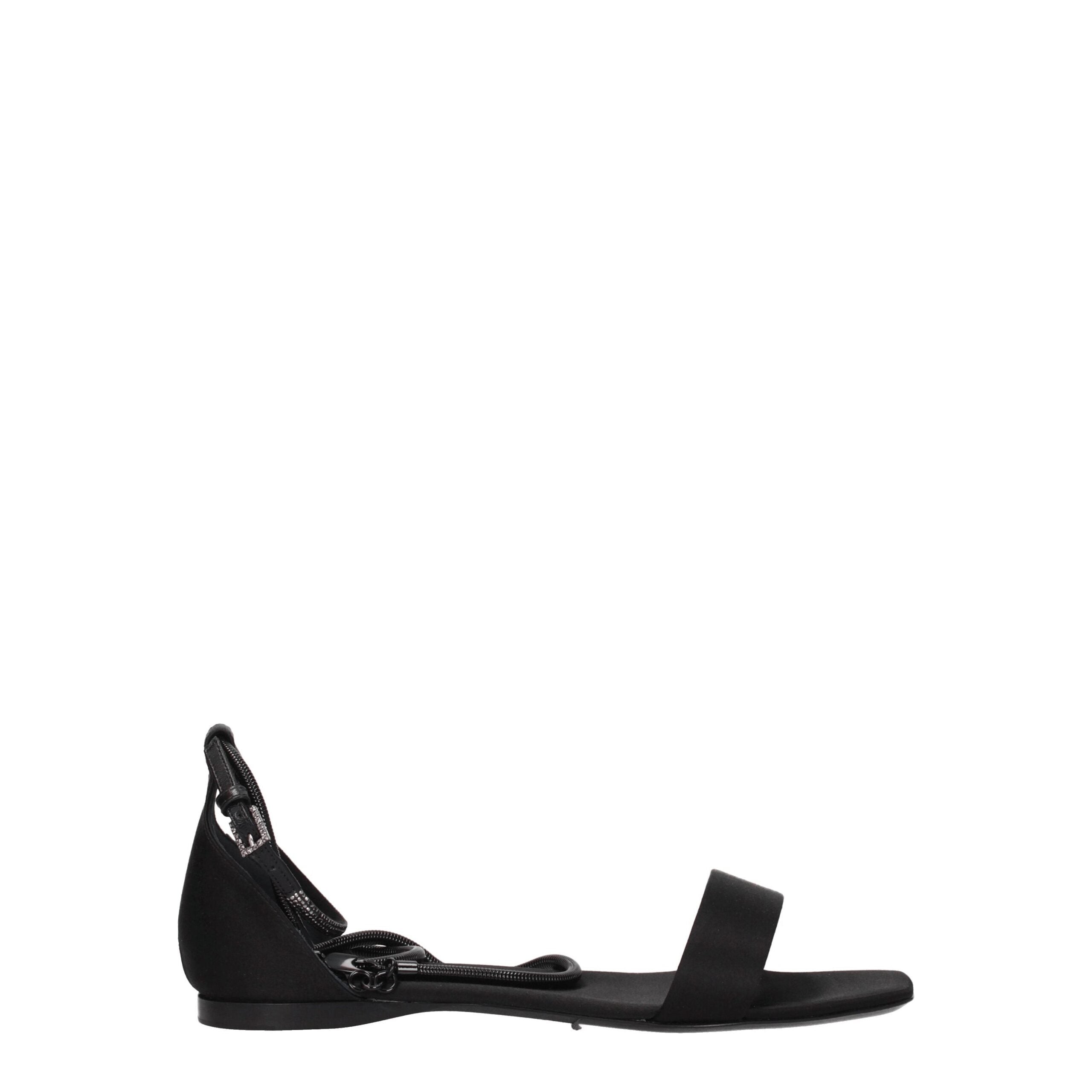 Max Mara Flache Sandalen aus schwarzem Satin-1