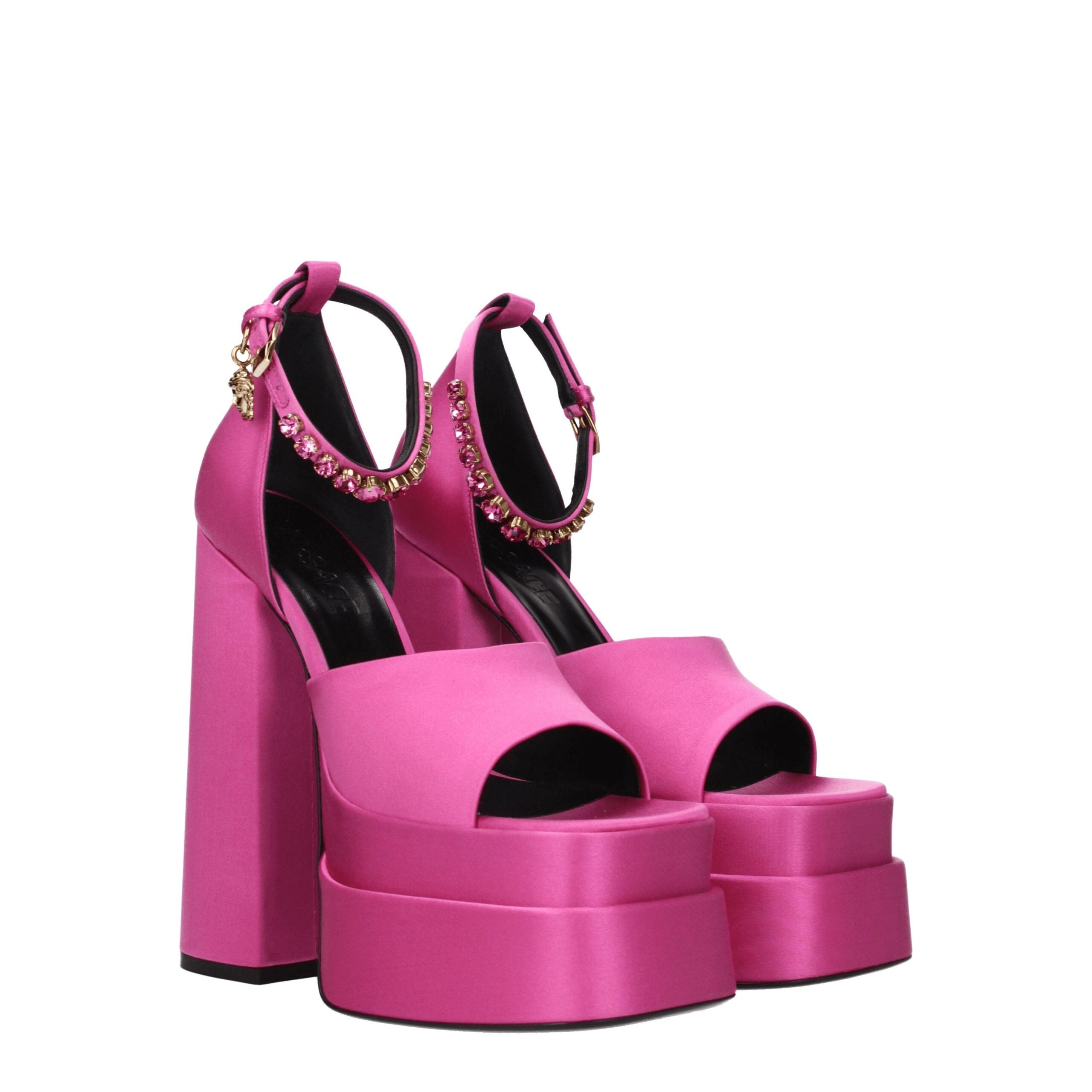Versace Rosa Satin-Plateausandalen-2