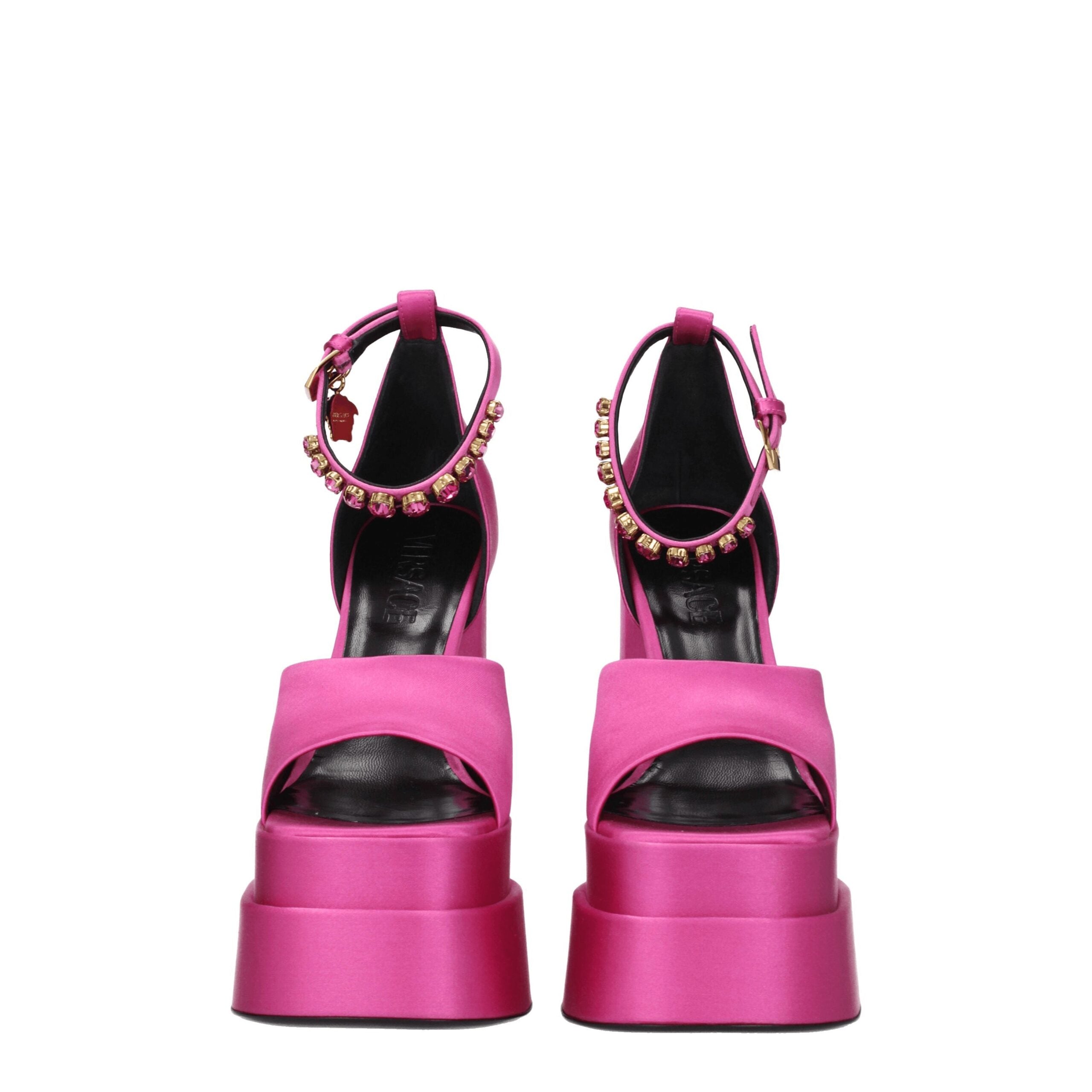Versace Rosa Satin-Plateausandalen-3