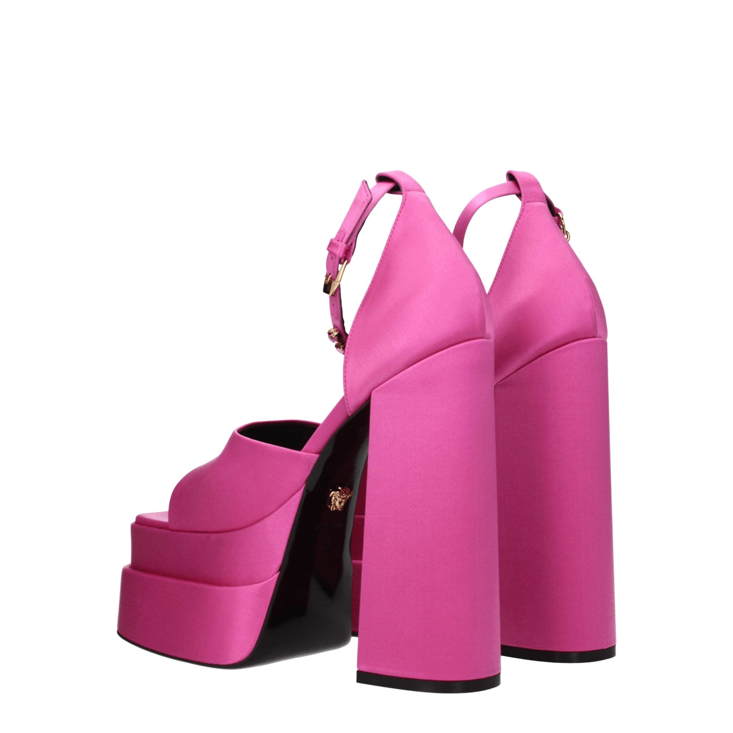 Versace Rosa Satin-Plateausandalen-4