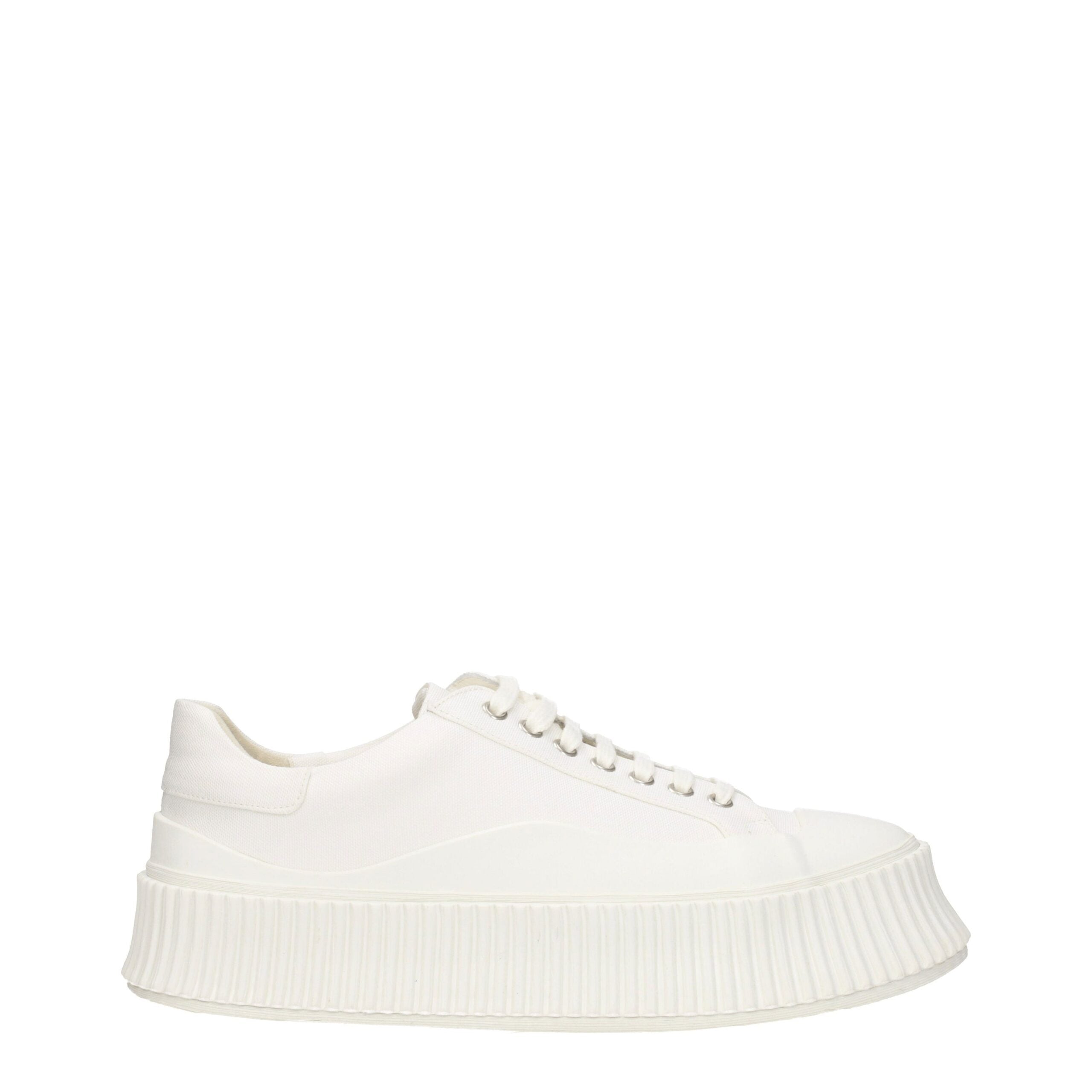 Jil Sander Weiße Plateau-Sneakers aus Stoff-1