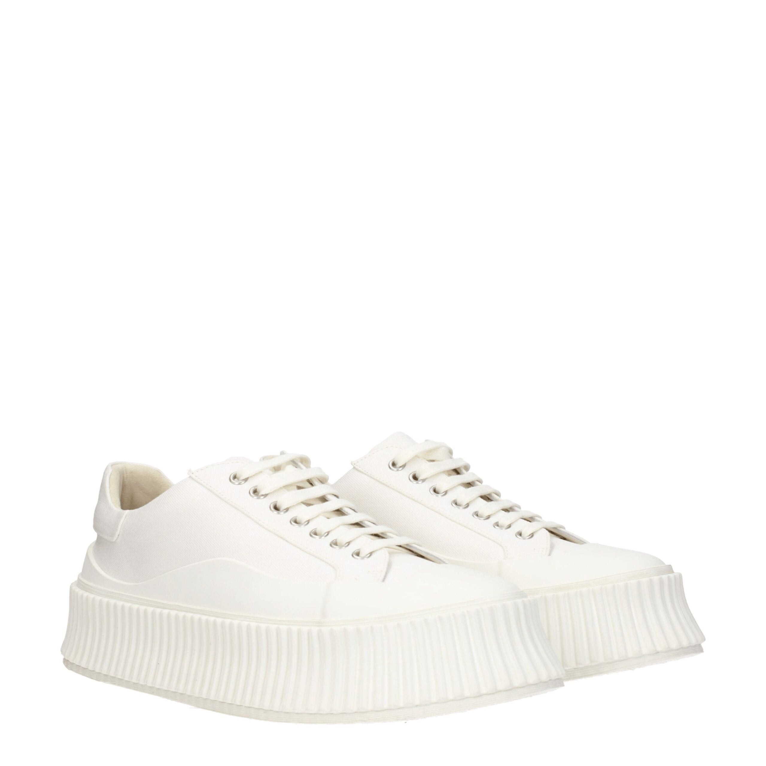 Jil Sander Weiße Plateau-Sneakers aus Stoff-2
