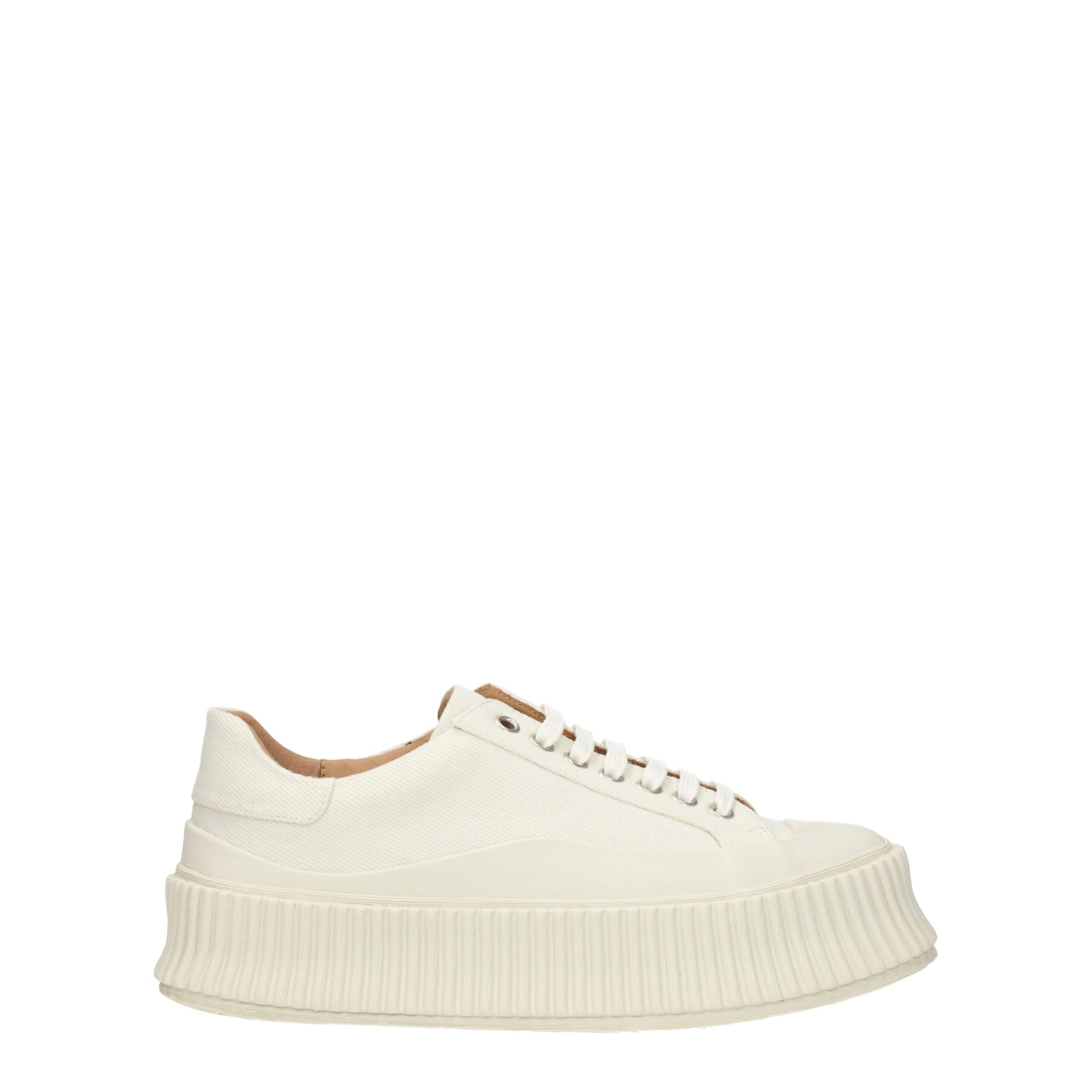 Jil Sander White Platform Sneakers in Fabric-1