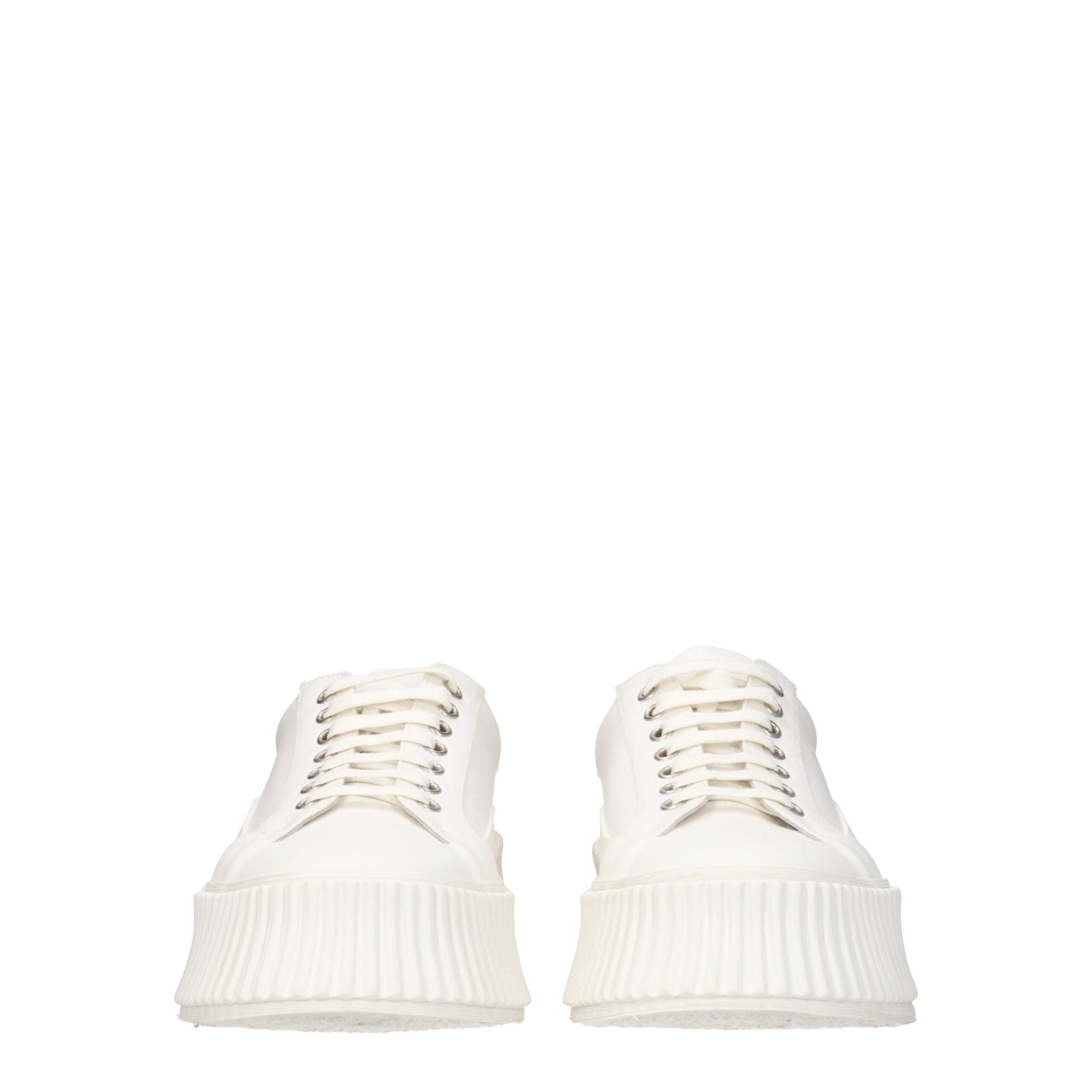 Jil Sander Weiße Plateau-Sneakers aus Stoff-3