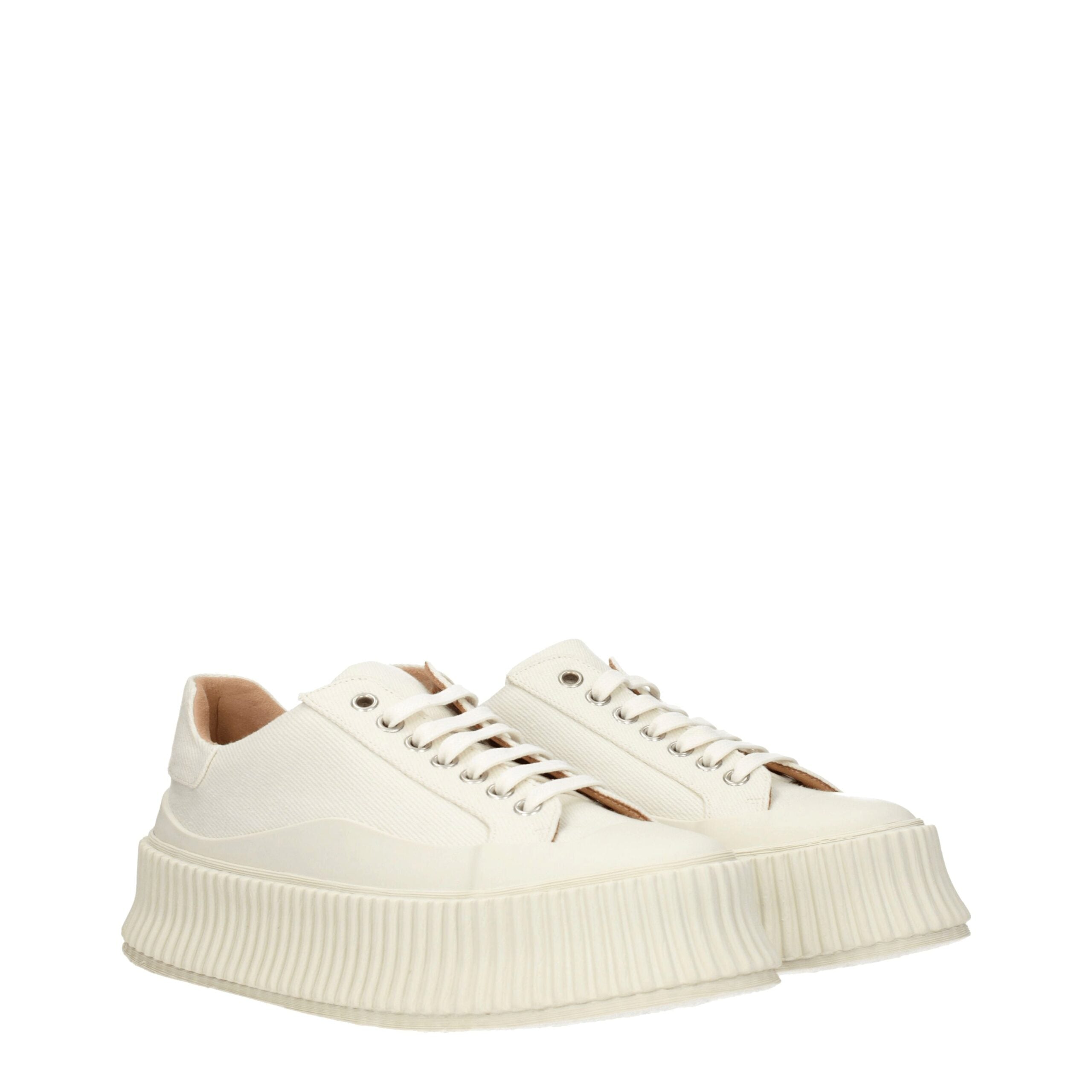 Jil Sander White Platform Sneakers in Fabric-2