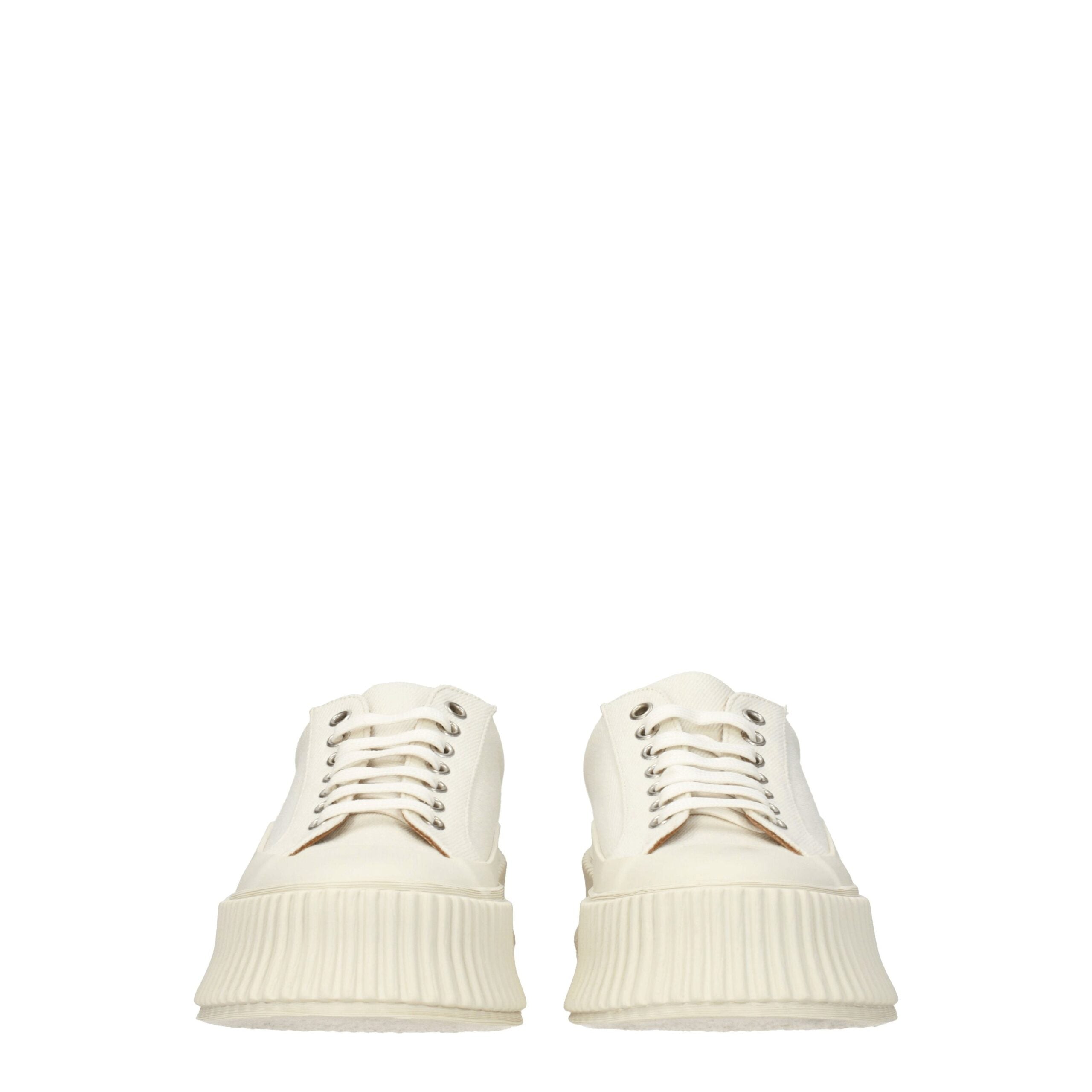 Jil Sander White Platform Sneakers in Fabric-3