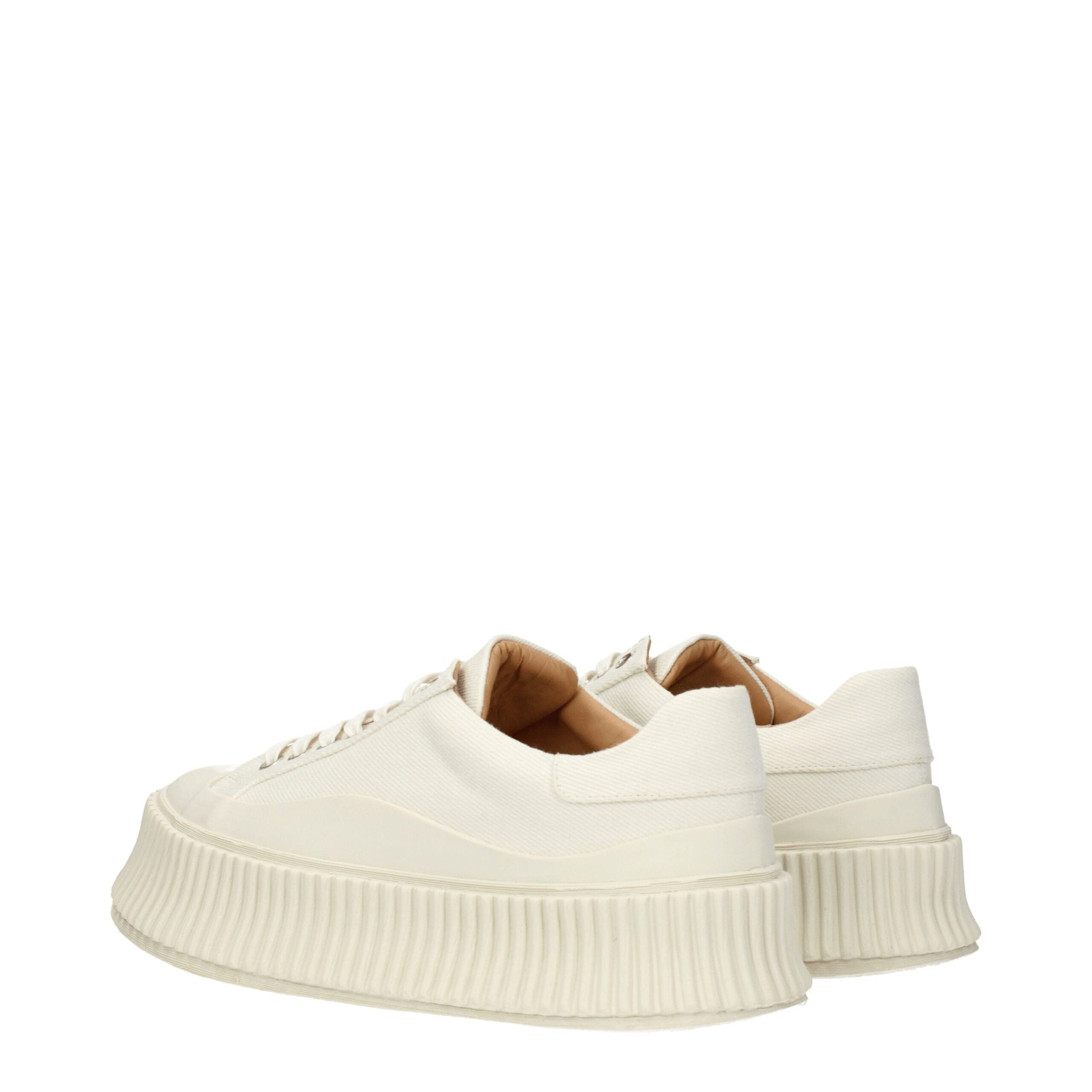Jil Sander White Platform Sneakers in Fabric-4