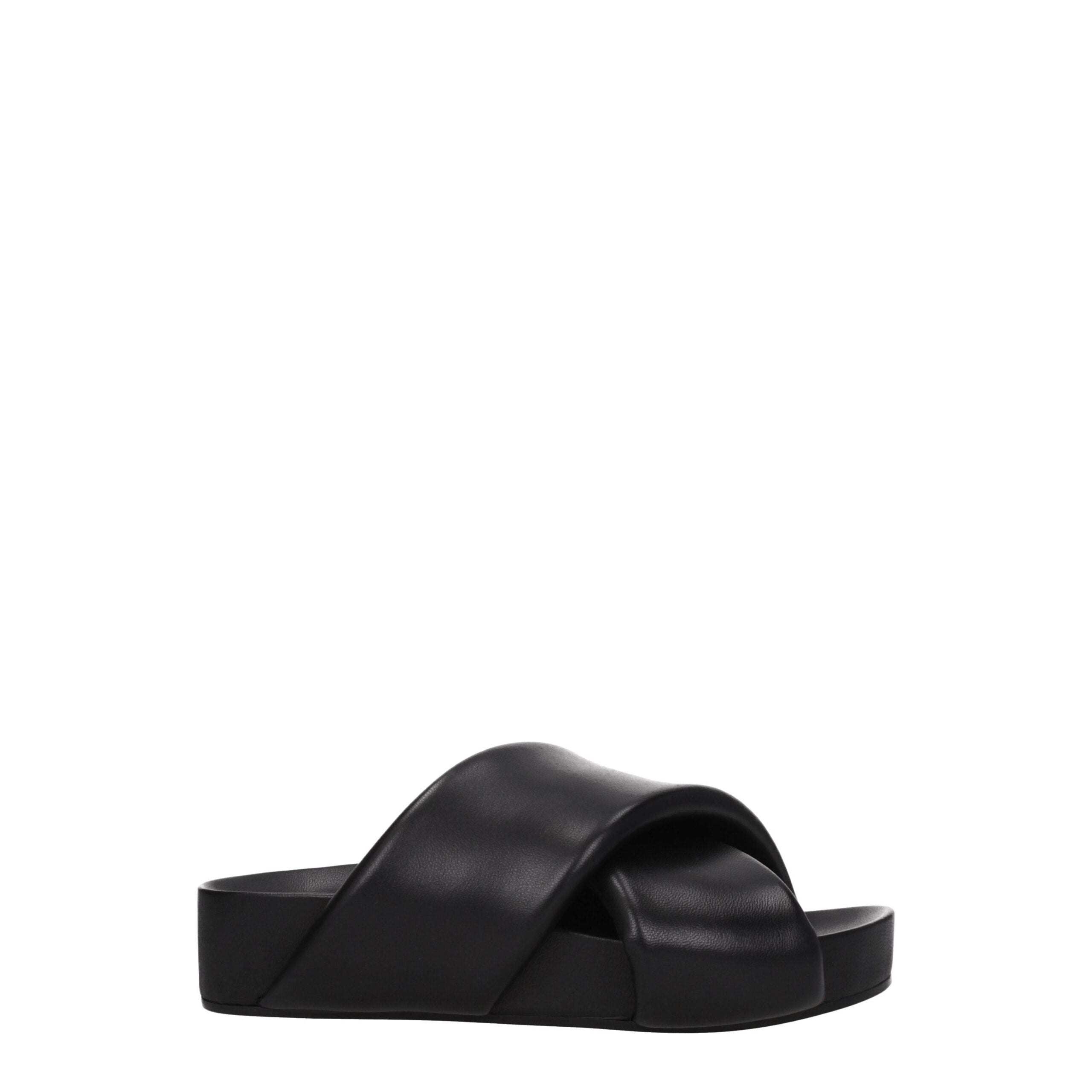 Jil Sander Elegant Leather Slippers in Black-1