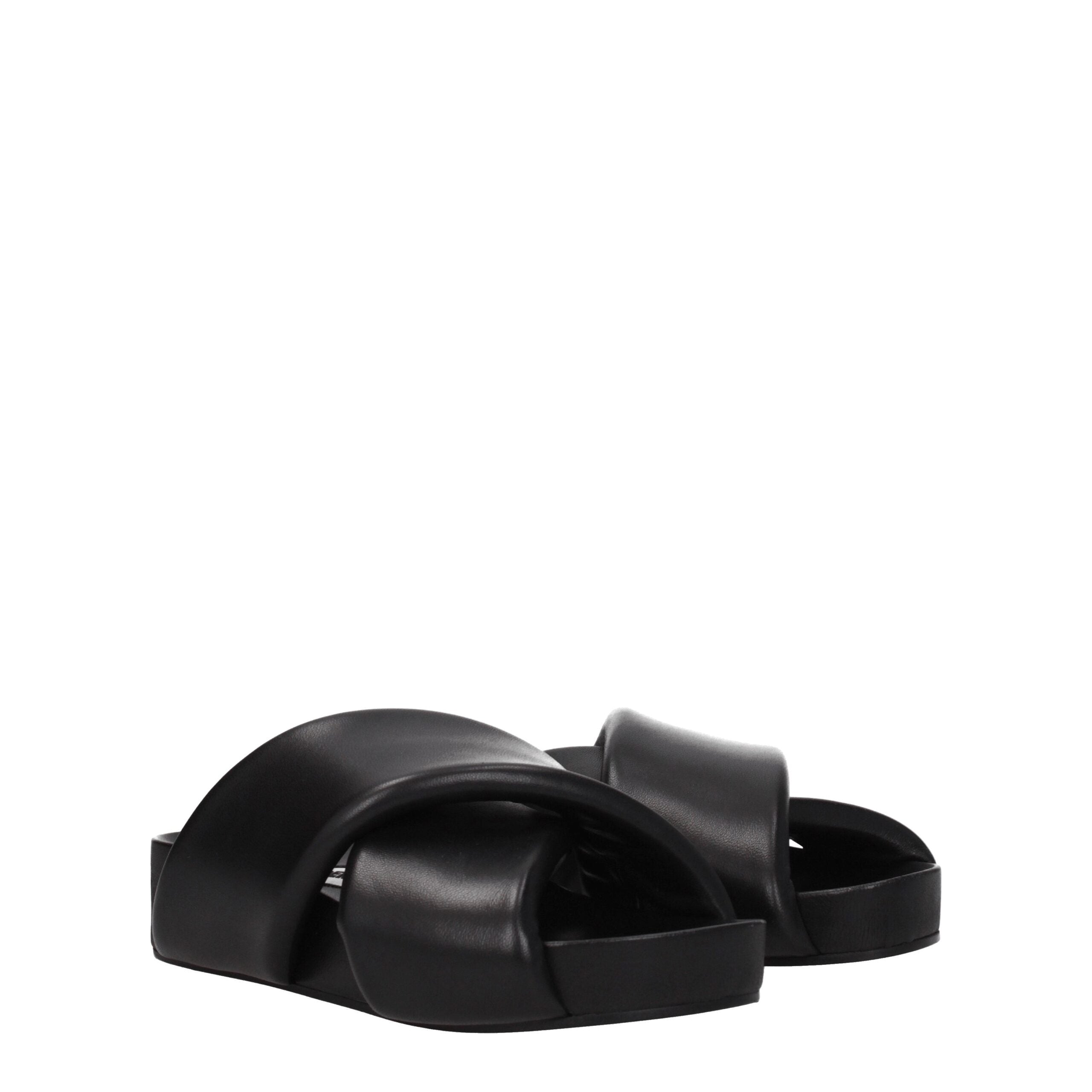 Jil Sander Elegant Leather Slippers in Black-2