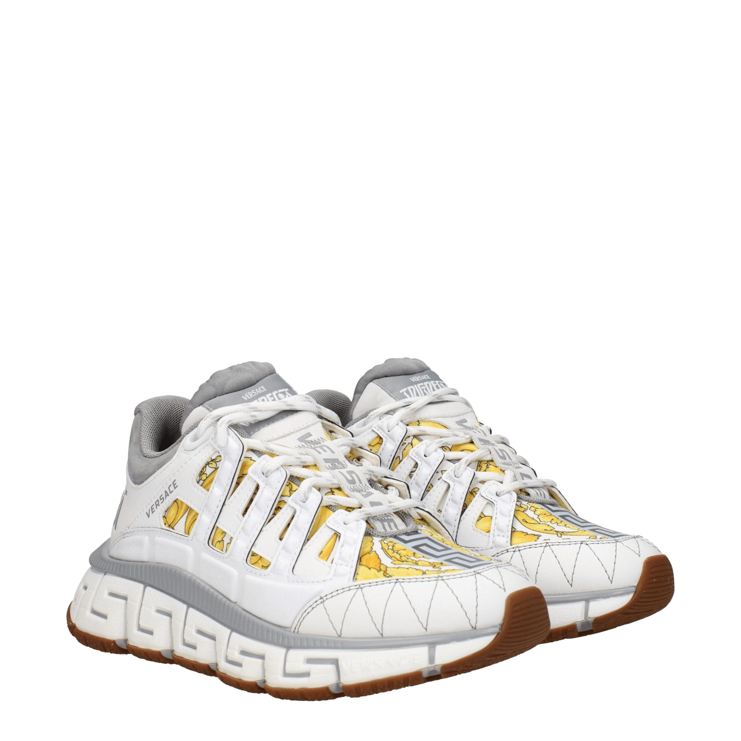 Versace Weißer Stoff Sportliche Turnschuhe-2