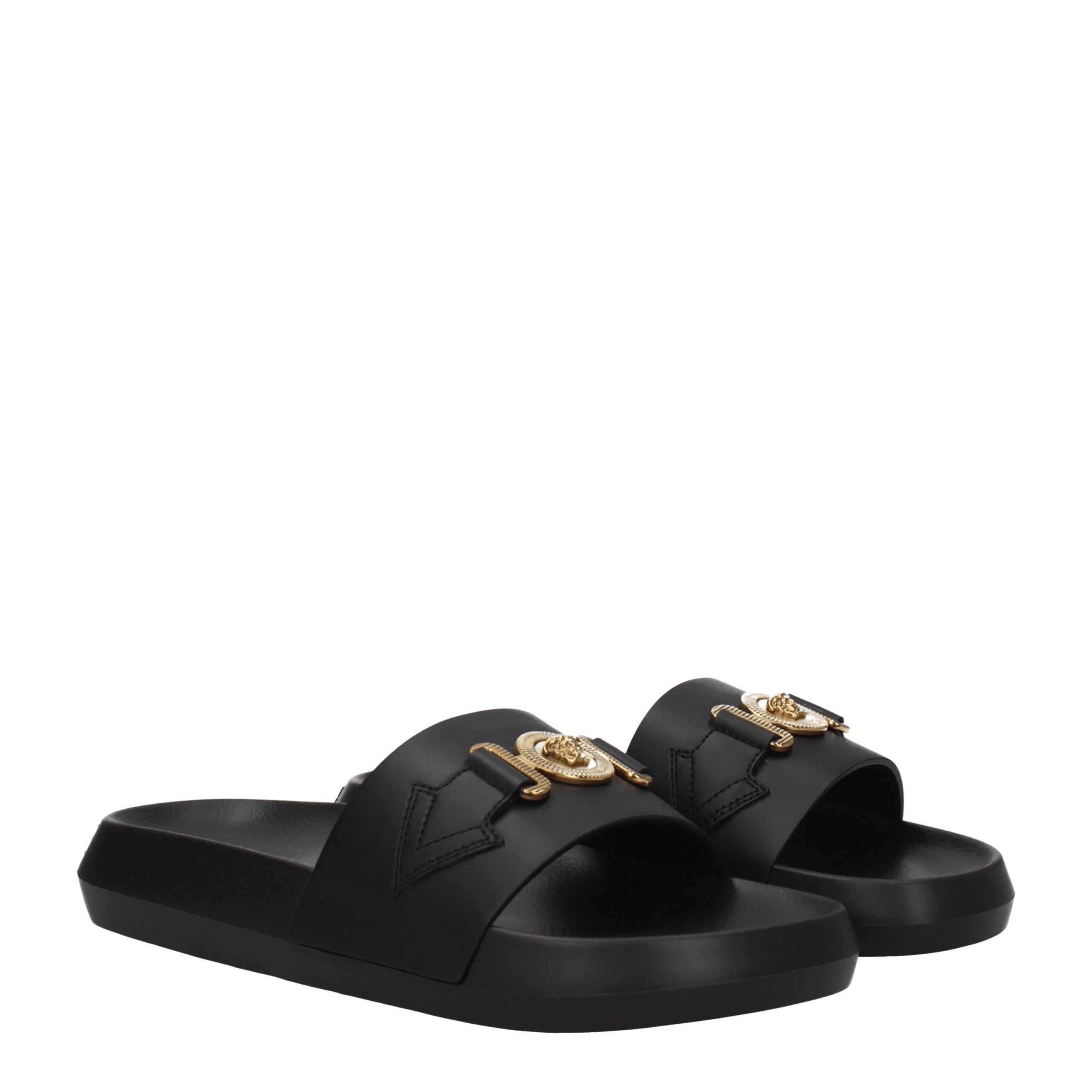 Versace Leder-Hausschuhe in Schwarz-2