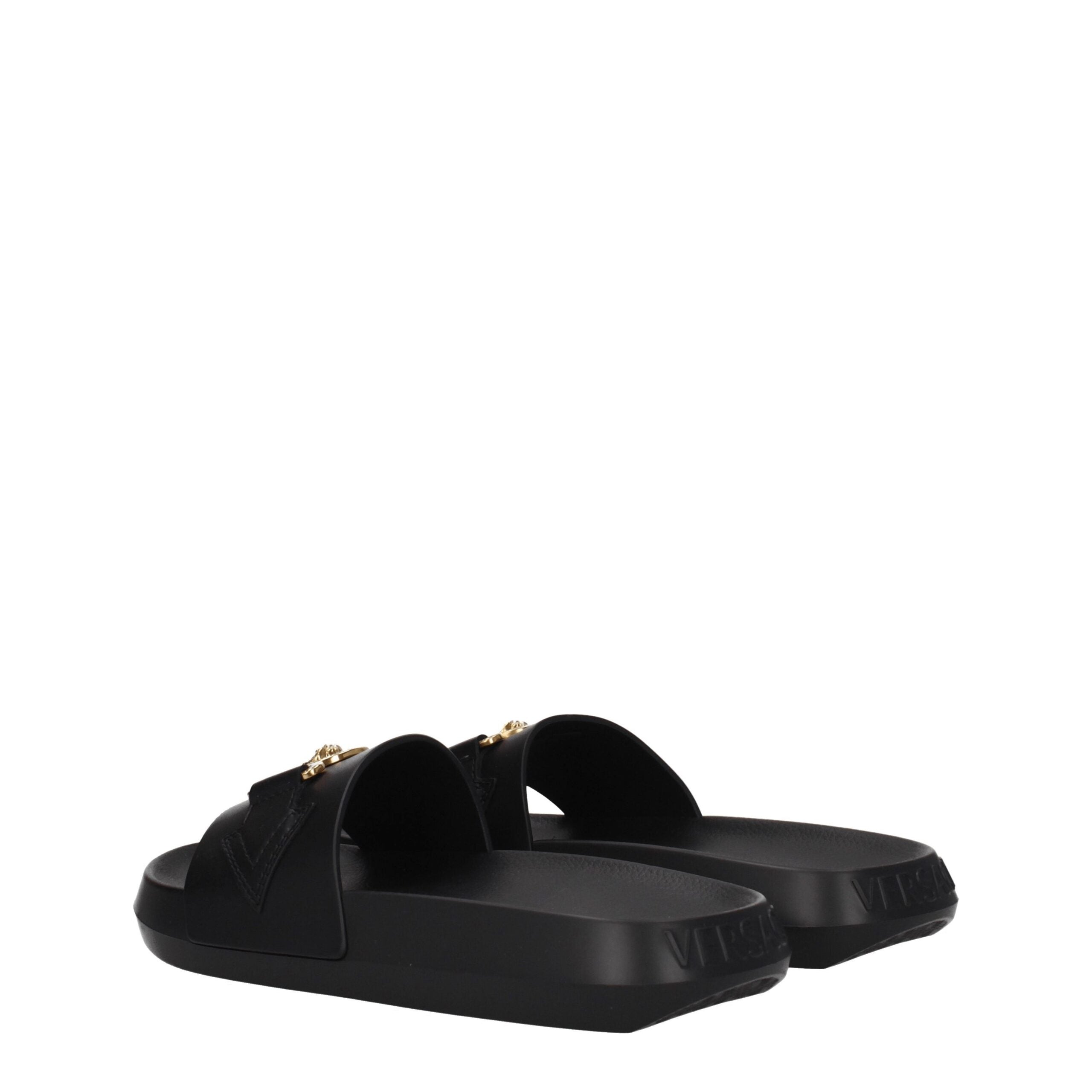 Versace Elegant Leather Slippers in Black-4