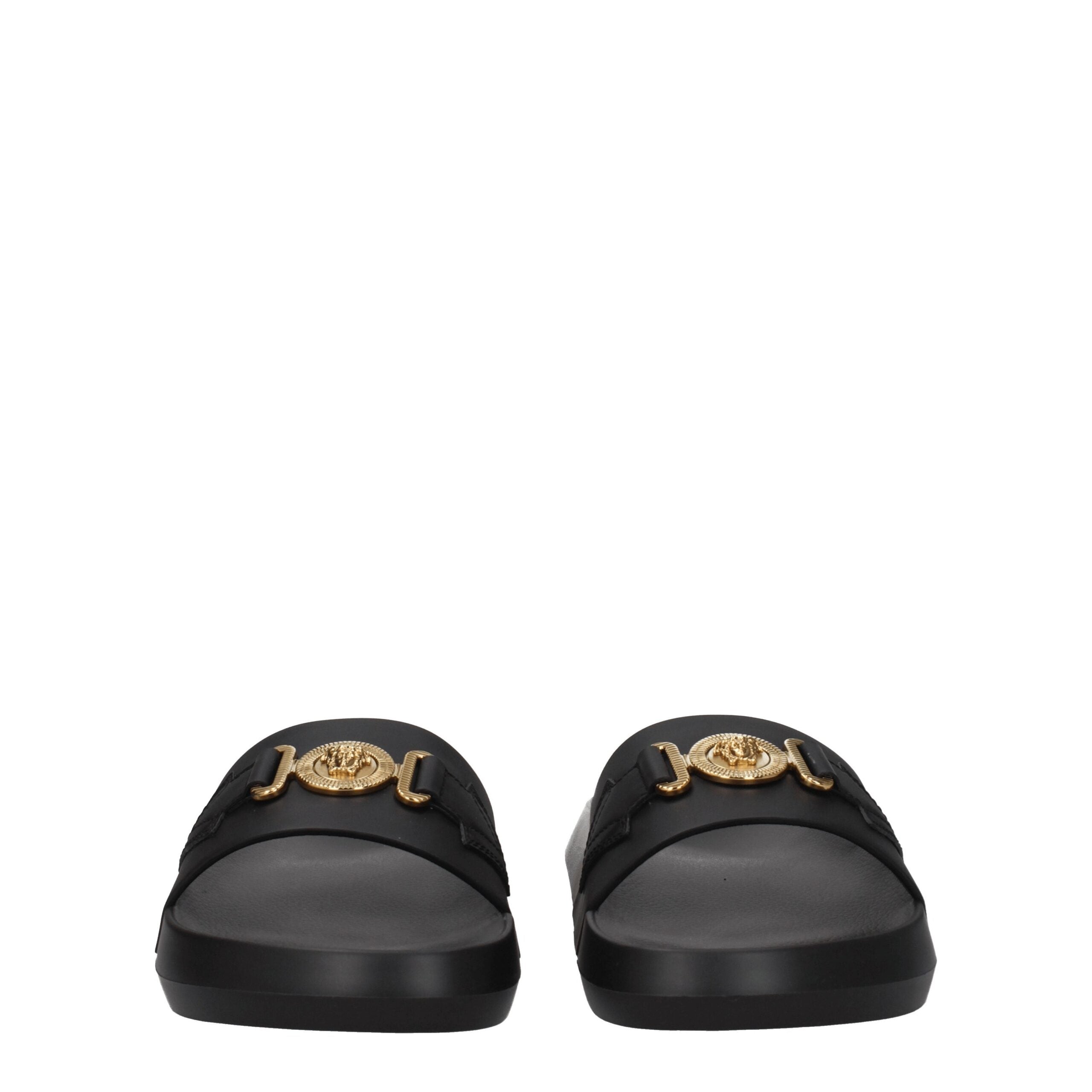 Versace Leder-Hausschuhe in Schwarz-3
